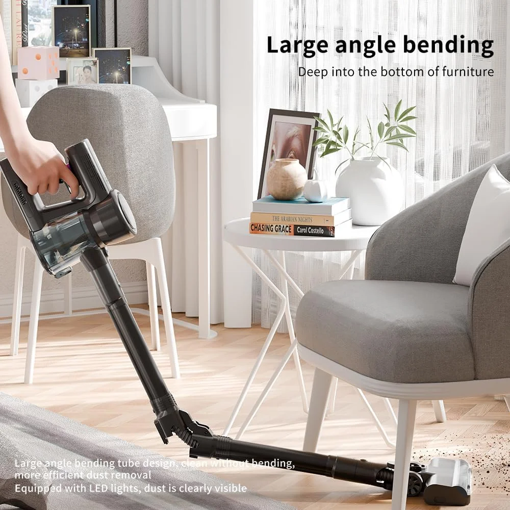 جاروبرقی عصایی شارژی برای منزل، جاروبرقی ایستاده سبک وزن برای موی حیوانات خانگی، فرش، کف سخت، استفاده چند سطحی، جاروبرقی کوچک خوابگاهی و RV، دارای باتری، نگهداری آسان