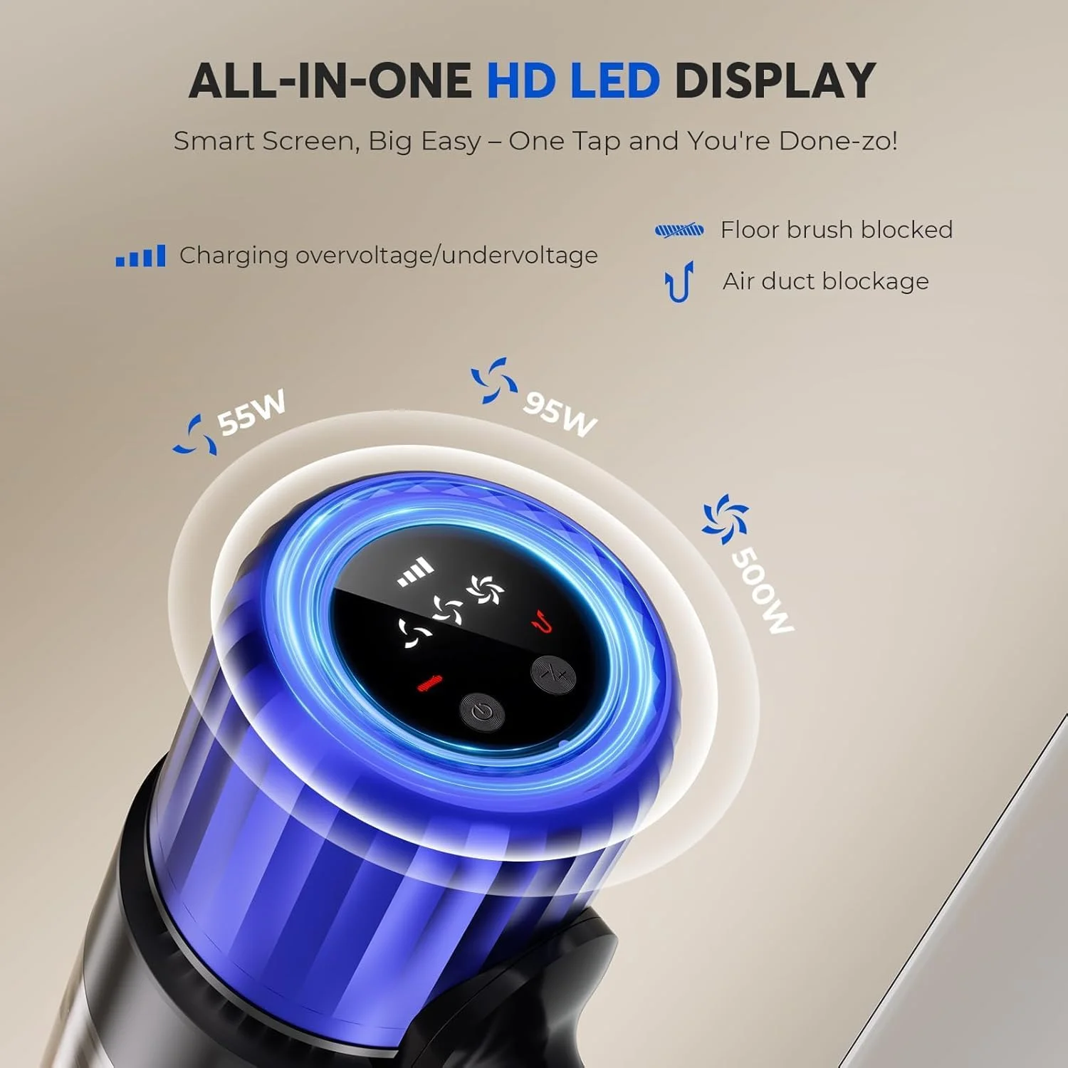 جاروبرقی عصایی شارژی، قدرت مکش 800 وات، 2 سرعته، سبک وزن، مناسب برای موی حیوانات خانگی و انواع سطوح