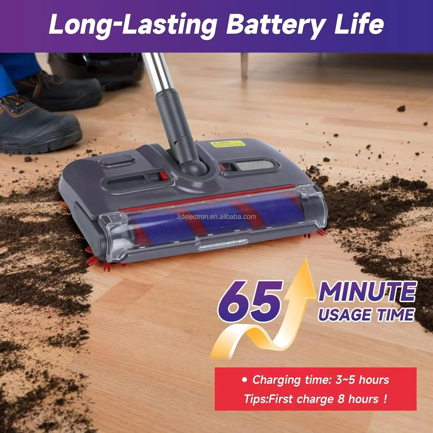 جاروی برقی شارژی، چرخش 360 درجه، وزن سبک 900 گرم، باتری قابل شارژ، طراحی بدون گرفتگی