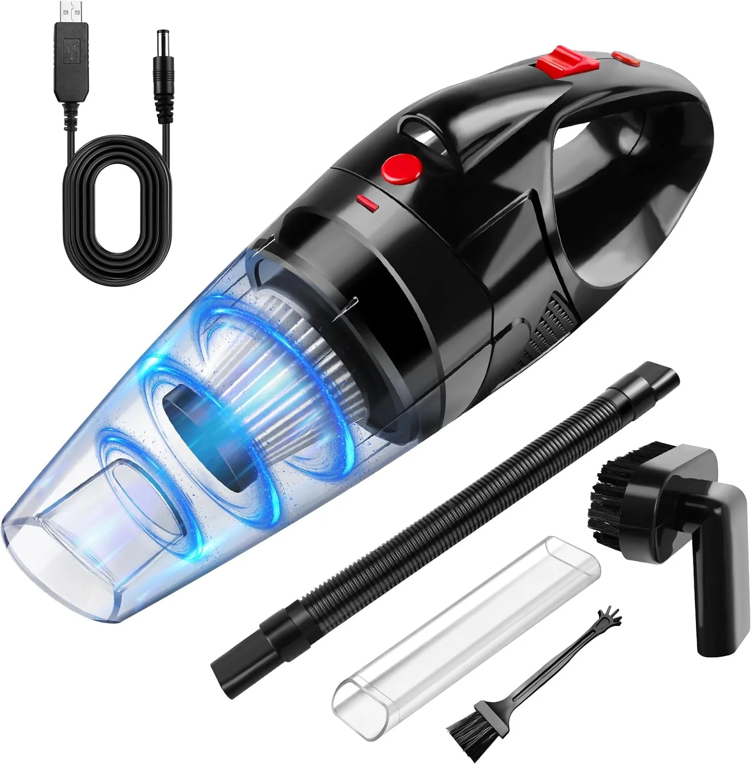 جاروبرقی دستی بی سیم 3 در 1، جاروبرقی قابل حمل خودرو، مکش قدرتمند، سبک وزن، قابل شارژ برای ماشین، مبل، فرش، آشپزخانه، با چراغ LED