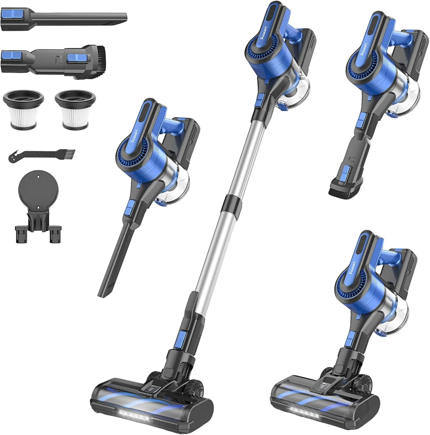 جاروبرقی شارژی برای منزل، جاروبرقی عصایی سبک وزن با مکش قدرتمند 45Kpa، باتری قابل شارژ تا 50 دقیقه، جاروبرقی دستی برای فرش، موی حیوانات خانگی، کف های چوبی - آبی