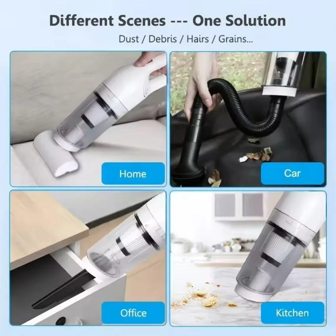 جاروبرقی شارژی با مکش قوی برای سطوح مختلف، زمان کارکرد طولانی، سبک و فوق العاده کم صدا، بهترین جاروبرقی دستی برای خانه، دفتر، ماشین و تمیز کردن کف