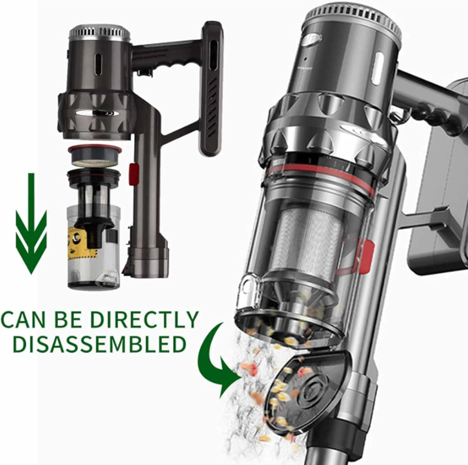 جاروبرقی عصایی سیمی و بدون سیم، زمان کارکرد 50 دقیقه، جاروبرقی سبک وزن 4 در 1 با فیلتر 200 وات، مناسب برای کف های چوبی، فرش، موی حیوانات خانگی، خودرو