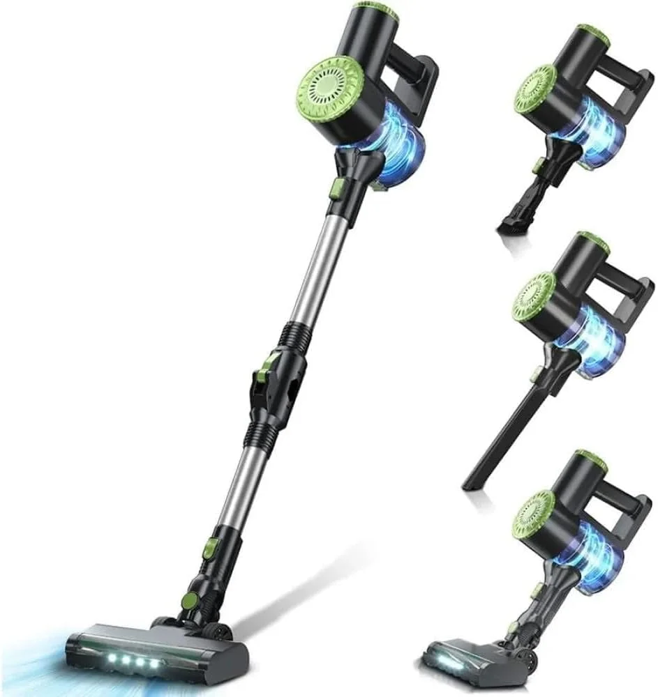 جاروبرقی عصایی شارژی DENX DX2903، 160 وات، مخزن گرد و غبار 800 میلی لیتری، باتری 2000 میلی آمپر ساعتی، مکش 7-10 KPA، چراغ LED، 2 حالت، سبک و قابل حمل