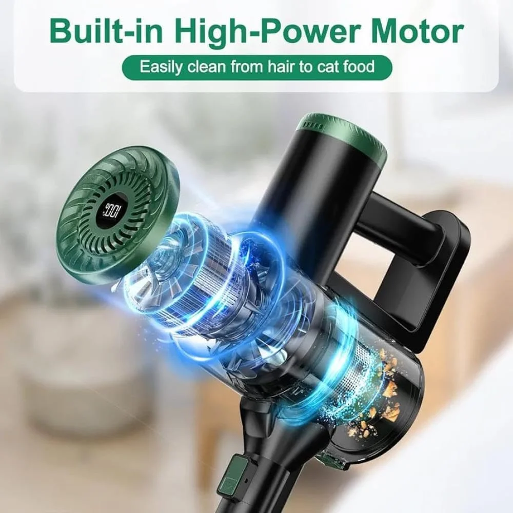 جاروبرقی عصایی شارژی DENX DX2903، 160 وات، مخزن گرد و غبار 800 میلی لیتری، باتری 2000 میلی آمپر ساعتی، مکش 7-10 KPA، چراغ LED، 2 حالت، سبک و قابل حمل