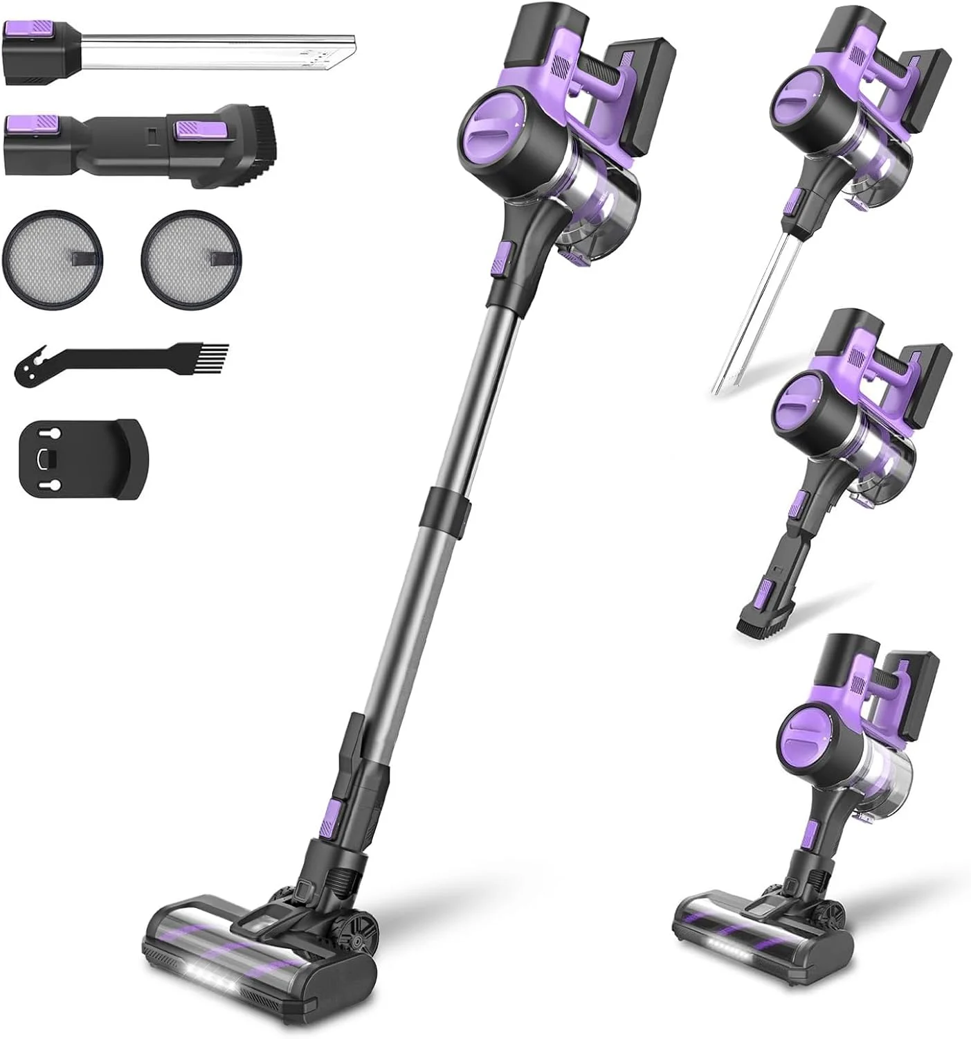 جاروبرقی عصایی شارژی یاسول با قدرت 45 کیلو پاسکال | جاروبرقی سبک و بدون کیسه | 50 دقیقه زمان کارکرد | باتری قابل جابجایی | جاروبرقی باتری دار بی سیم مناسب سطوح سخت، موی حیوانات خانگی، فرش، ماشین