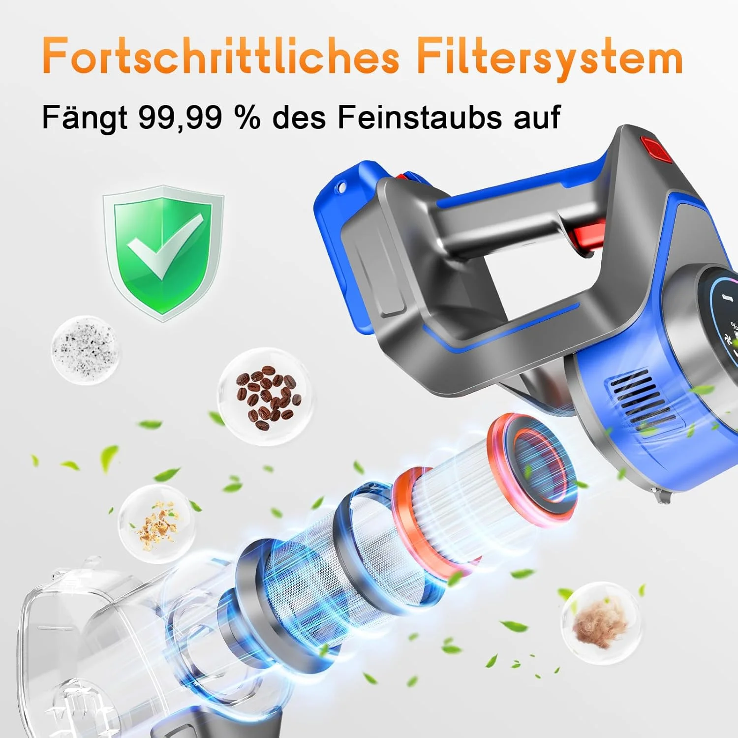 جاروبرقی شارژی 45000Pa/45 دقیقه - جاروبرقی بی سیم 1.6 لیتری با نمایشگر LED، برس ضد گره، کم صدا <60 دسی بل، فیلتر HEPA قابل شستشو، برای موی حیوانات خانگی، فرش، کف سخت، ماشین، آبی جاروبرقی شارژی 45000Pa/45 دقیقه - جاروبرقی بی سیم 1.6 لیتری با نمایشگر LED، برس ضد گره، کم صدا <60 دسی بل، فیلتر HEPA قابل شستشو، برای موی حیوانات خانگی، فرش، کف سخت، ماشین، آبی