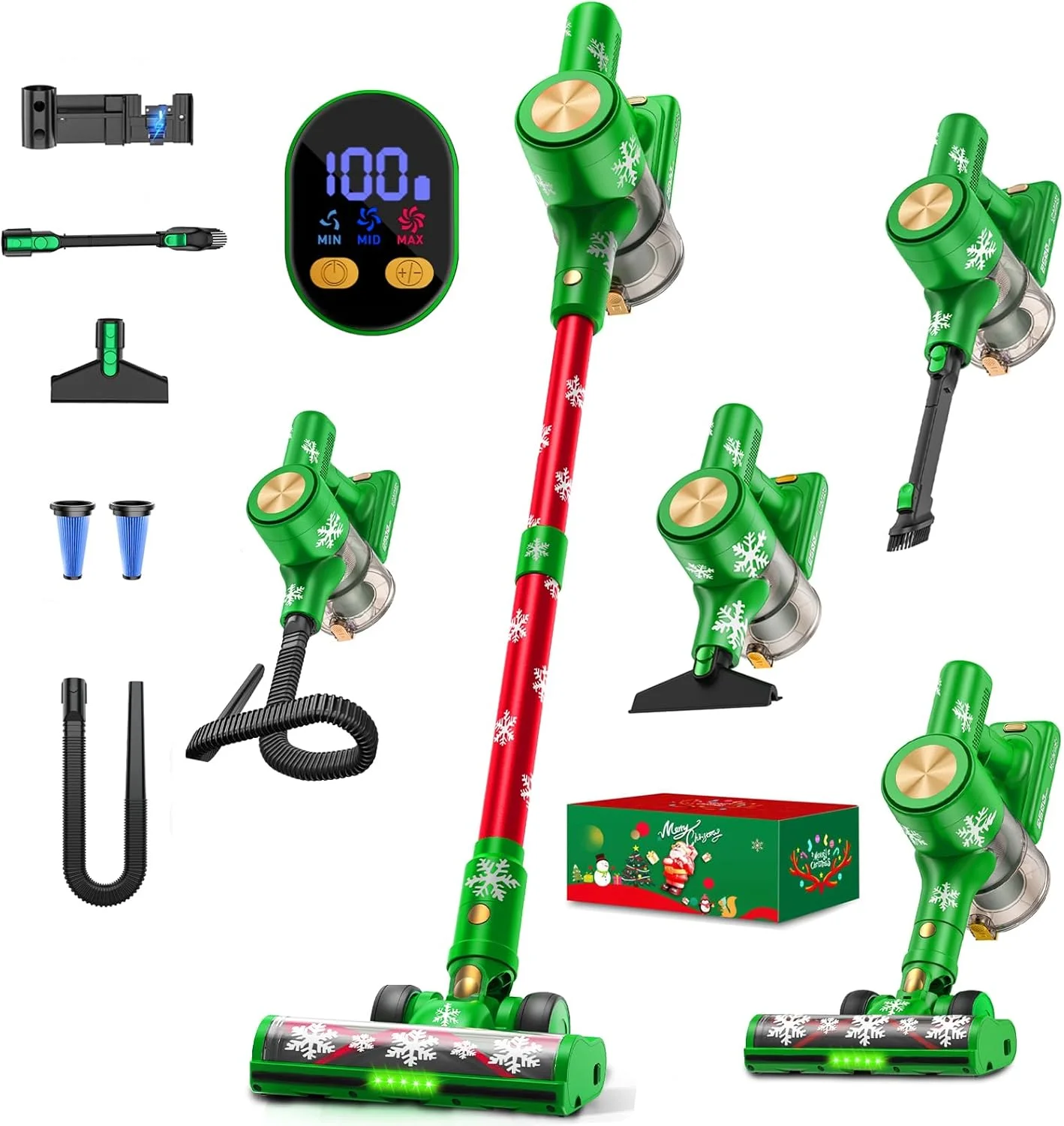 جاروبرقی شارژی 48 کیلو پاسکال/500 وات/55 دقیقه، جاروبرقی بی سیم با پایه شارژ دیواری، ایستاده، نمایشگر LED، برس ضد گره، برای موی حیوانات خانگی، فرش، کف سخت