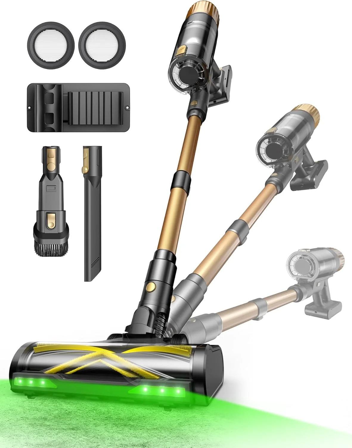 جاروبرقی باتری دار اولتنیک، 50000 پاسکال/580 وات/65 دقیقه، جاروبرقی بی سیم با فناوری GreenEye، برس ضد گره، لوله تلسکوپی و ایستاده، ایده آل برای فرش، کف سخت و موی حیوانات خانگی