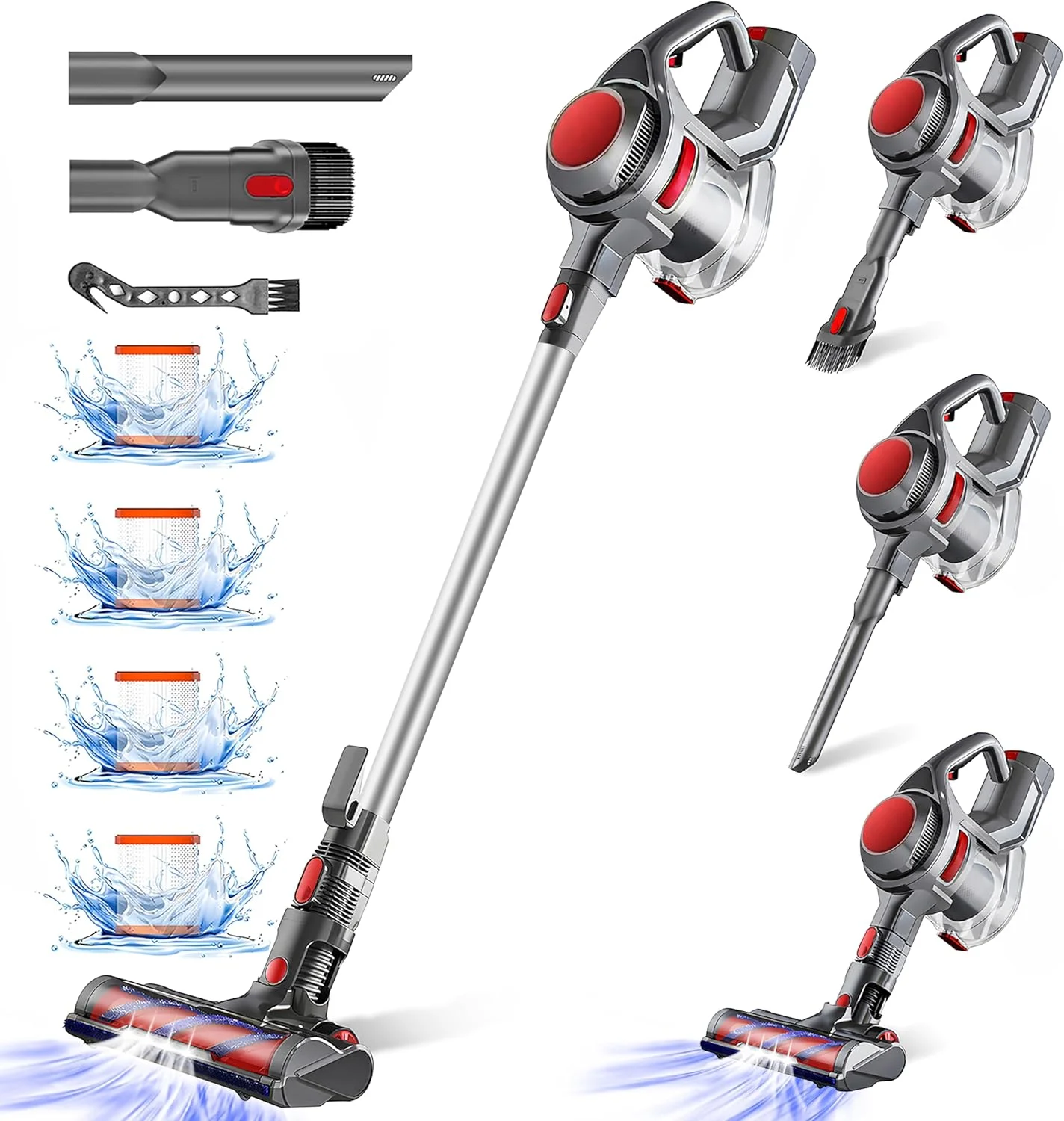 جاروبرقی باتری دار آتیمیک 40000Pa، جاروبرقی بی سیم 450 واتی با 100 دقیقه زمان کارکرد، دارای 4 فیلتر HEPA و مخزن گرد و غبار 1.6 لیتری، مناسب برای سطوح سخت، فرش و موی حیوانات خانگی جاروبرقی باتری دار آتیمیک 40000Pa، جاروبرقی بی سیم 450 واتی با 100 دقیقه زمان کارکرد، دارای 4 فیلتر HEPA و مخزن گرد و غبار 1.6 لیتری، مناسب برای سطوح سخت، فرش و موی حیوانات خانگی