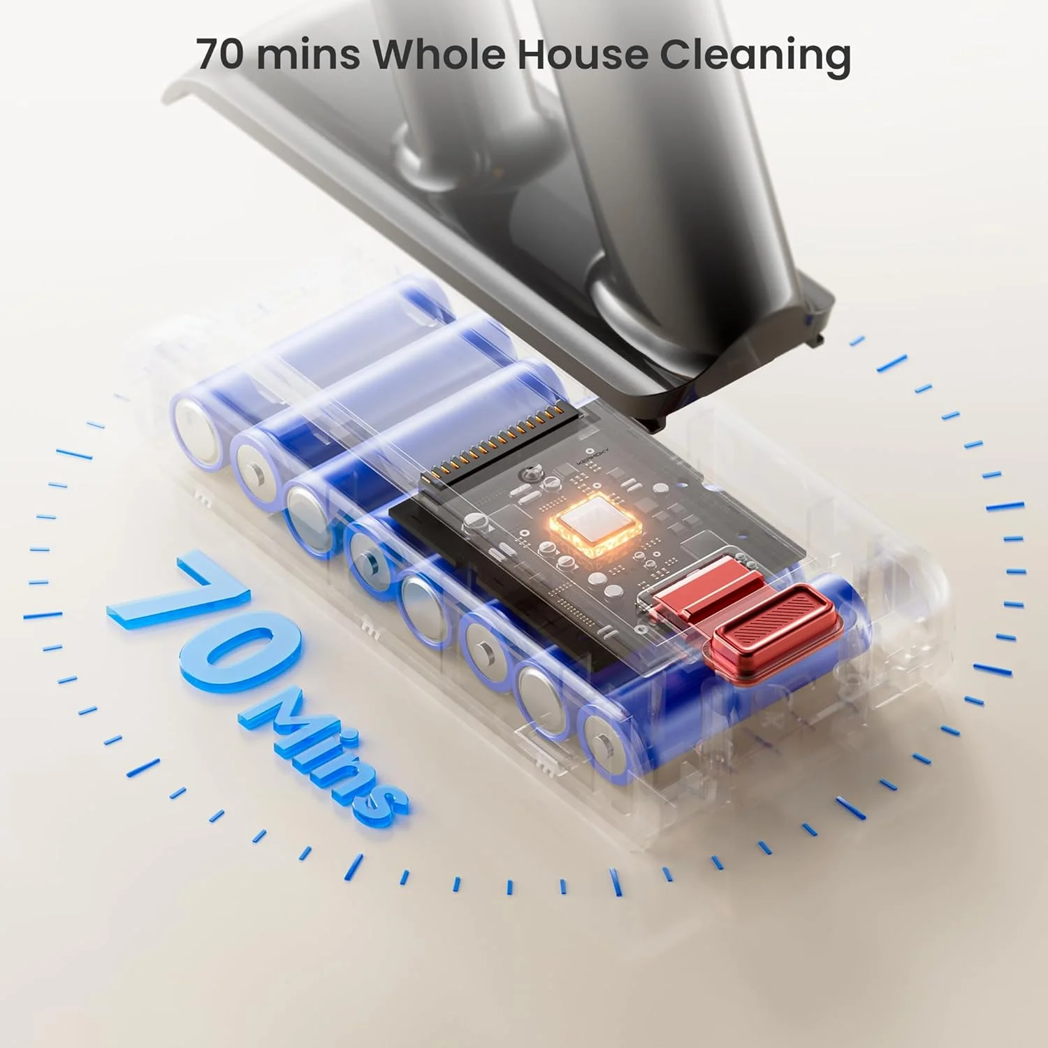 جاروبرقی شارژی، 580 وات 48KPA 70 دقیقه، جاروبرقی ایستاده با رایحه درمانی، برس ضد گره، جاروبرقی با قابلیت نصب روی دیوار برای شارژ، مناسب برای کف چوبی/فرش/موهای حیوانات خانگی