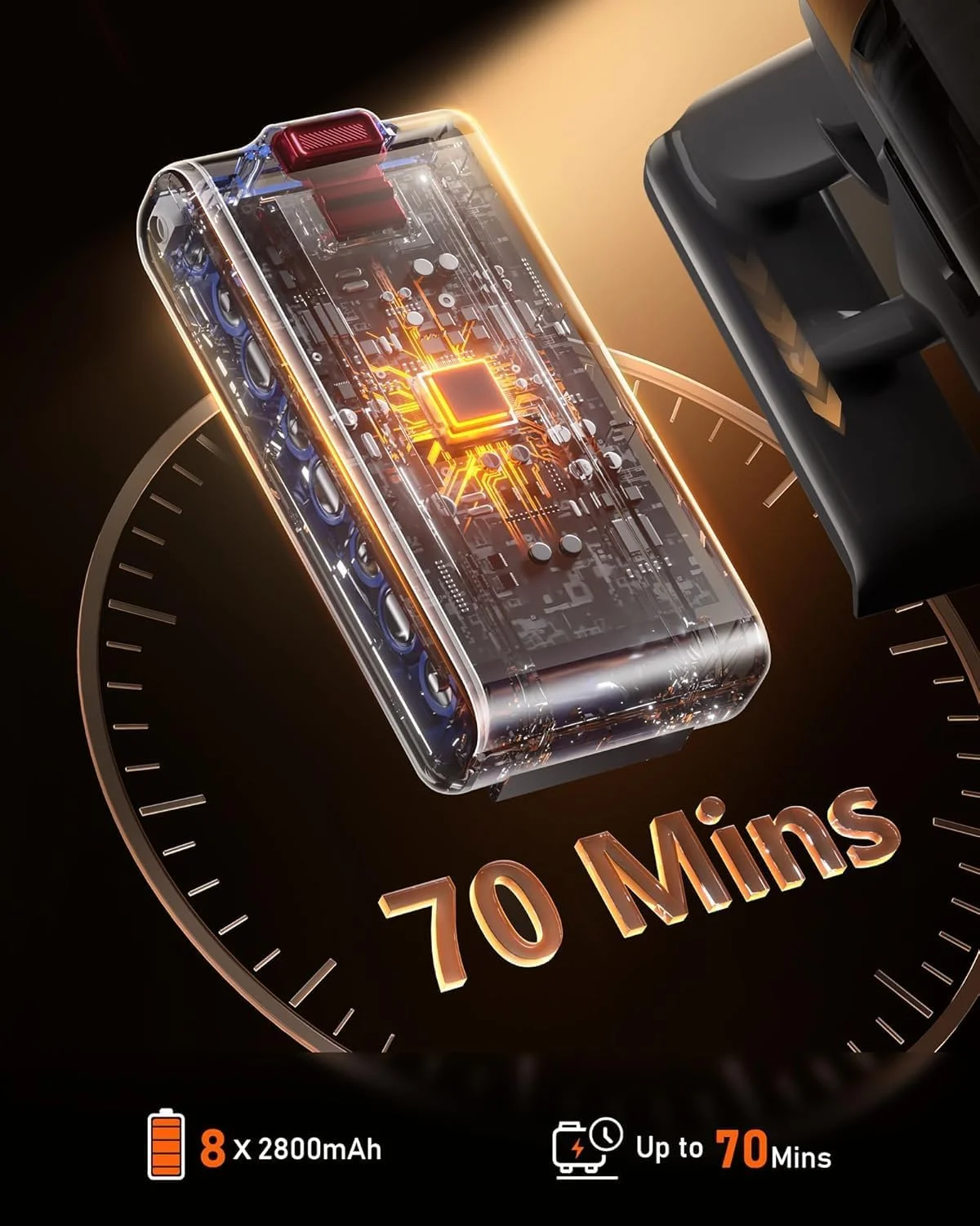 جاروبرقی عصایی TVTAU، ۵۸۰ وات، ۵۰۰۰۰ پاسکال، ۷۰ دقیقه، جاروبرقی شارژی ۱.۸ لیتری با نمایشگر LED، ایستاده، برس ضد گره، با قرص های رایحه درمانی برای کف سخت، فرش، حیوانات خانگی