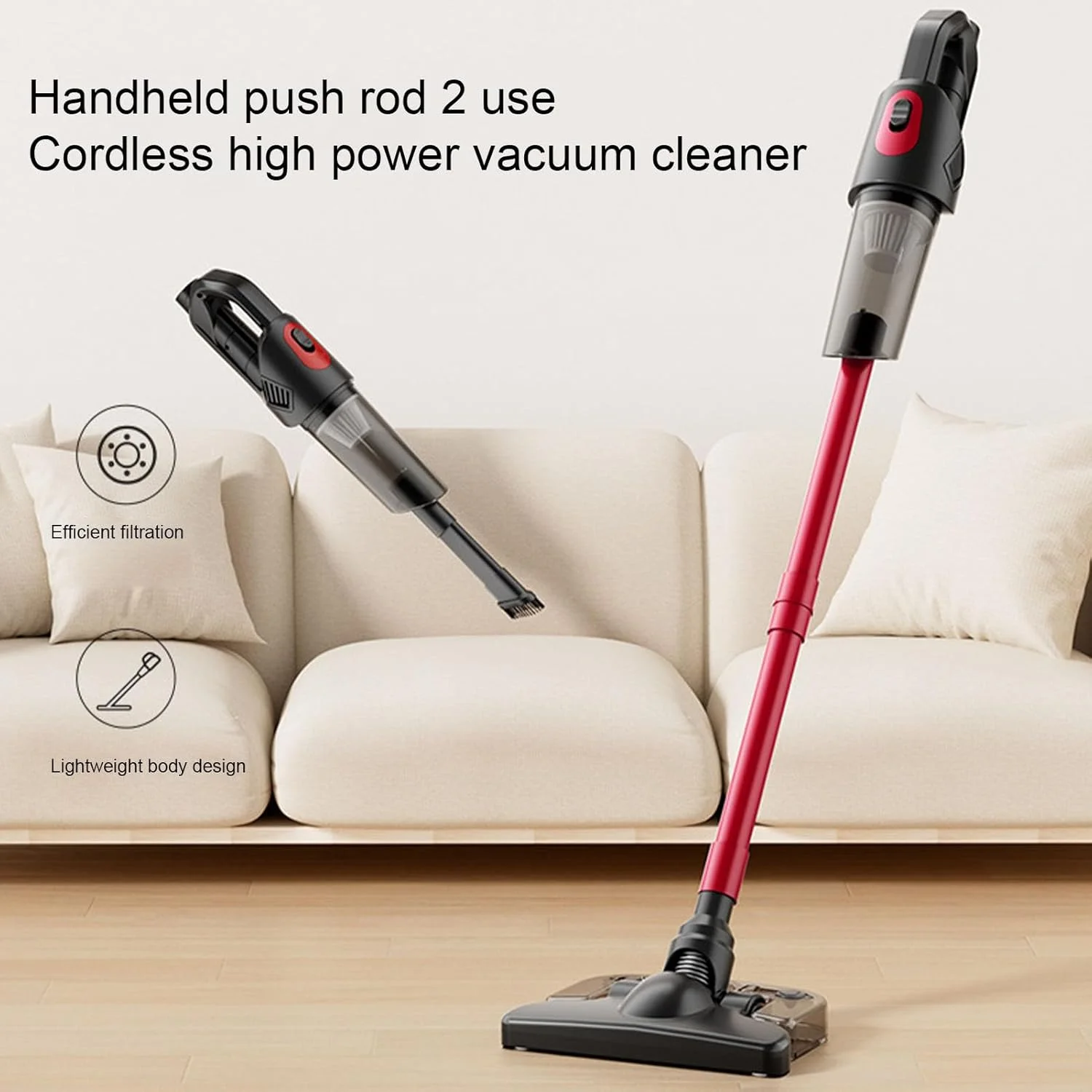 جاروبرقی خشک و مرطوب فوکیتی، جاروبرقی و تی شارژی همه کاره، دستگاه تمیز کننده سبک وزن برای کف های سخت و فرش، کف چوبی کاشی، تا 20 دقیقه زمان کار