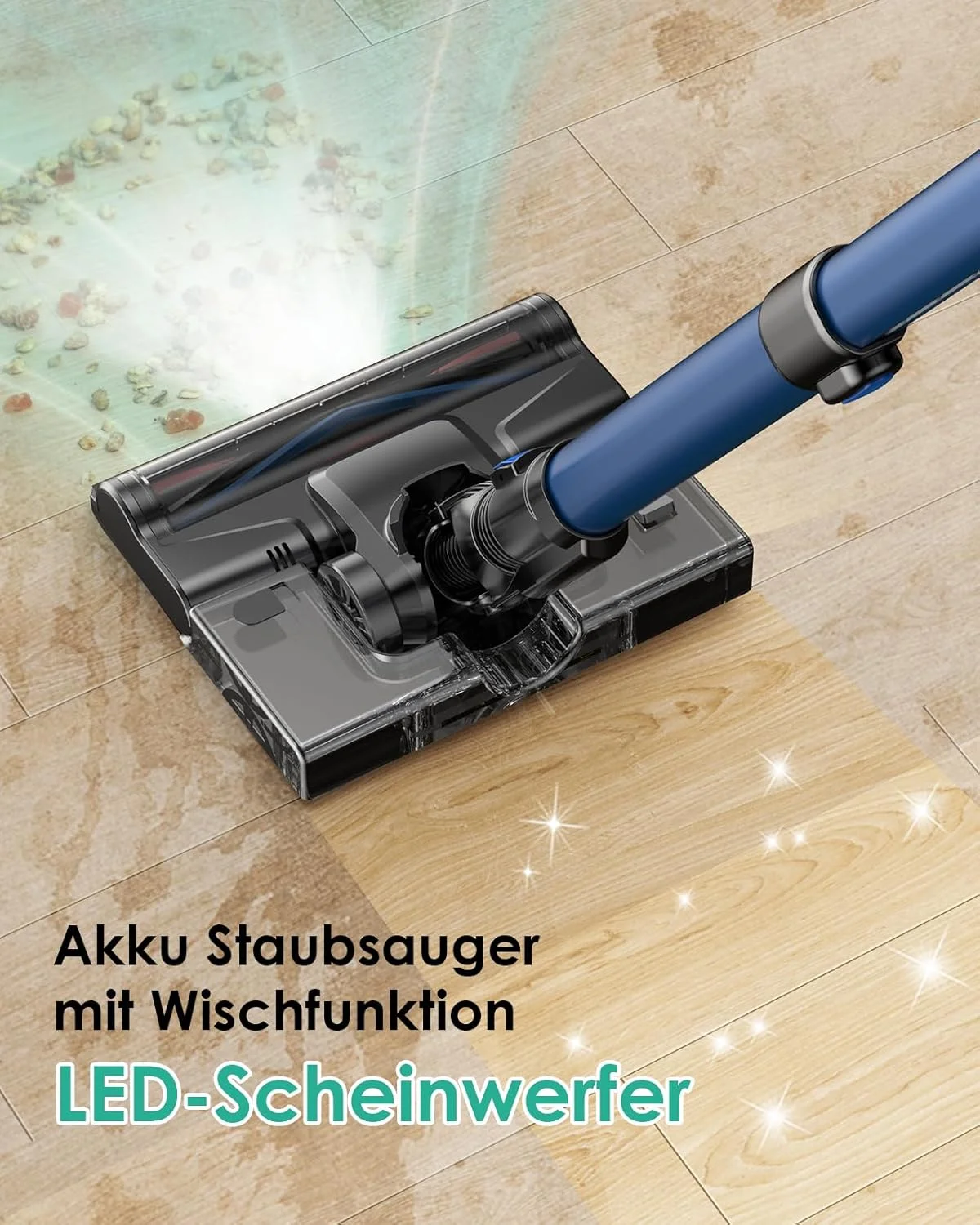 جاروبرقی باتری دار با عملکرد تی کشی، 45000 پاسکال/550 وات/60 دقیقه جاروبرقی بی سیم با موتور براشلس و صفحه نمایش لمسی LED، تی سطلی خودایستا برای کف های سخت، فرش و موی حیوانات خانگی