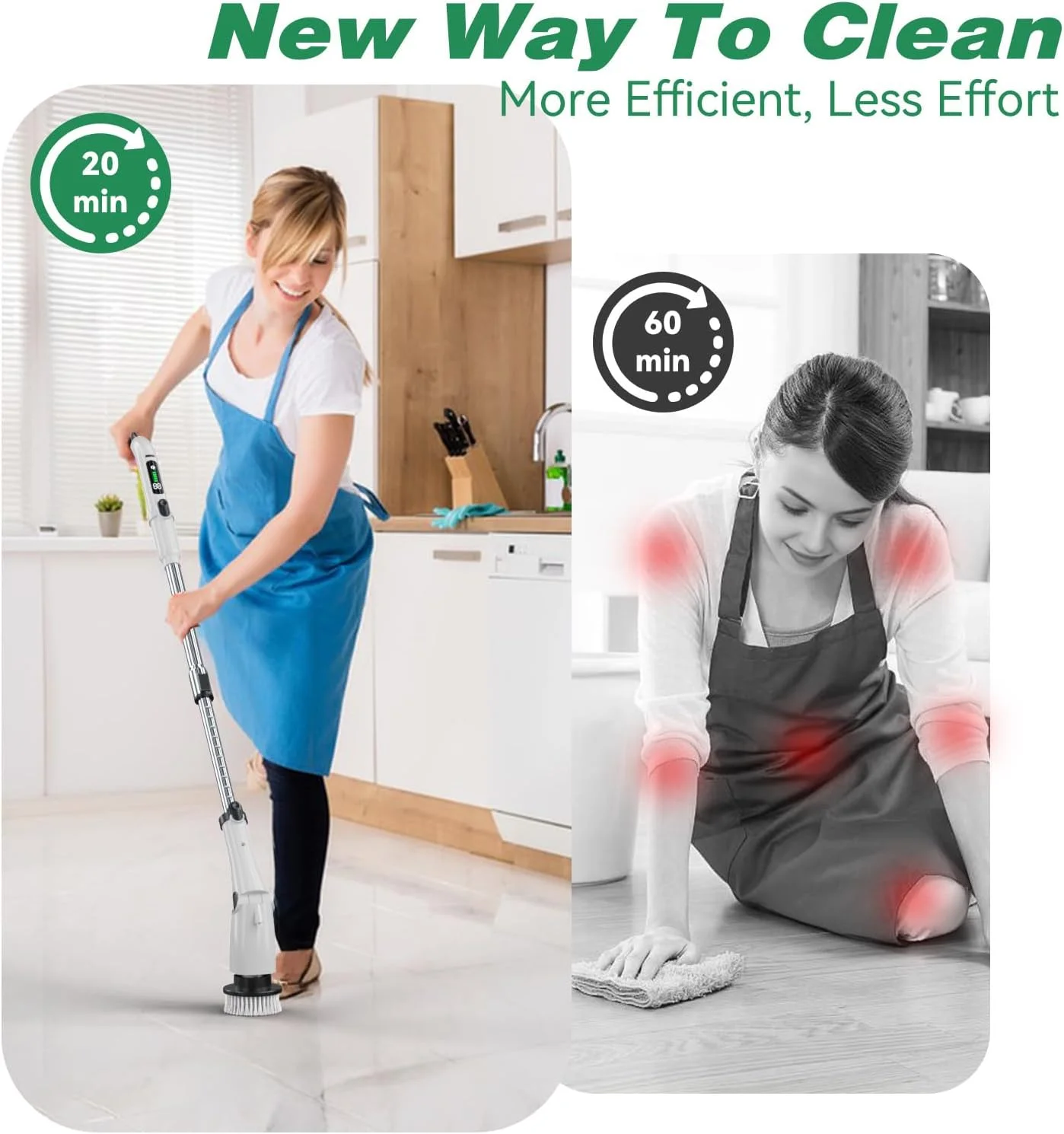 برس تمیز کننده چرخشی برقی 7.4 ولت، چند منظوره، بدون سیم، به همراه سری های مختلف و دسته قابل تنظیم، دارای 3 سرعت، ایده آل برای خانه، آشپزخانه، حمام، دیوار و کف