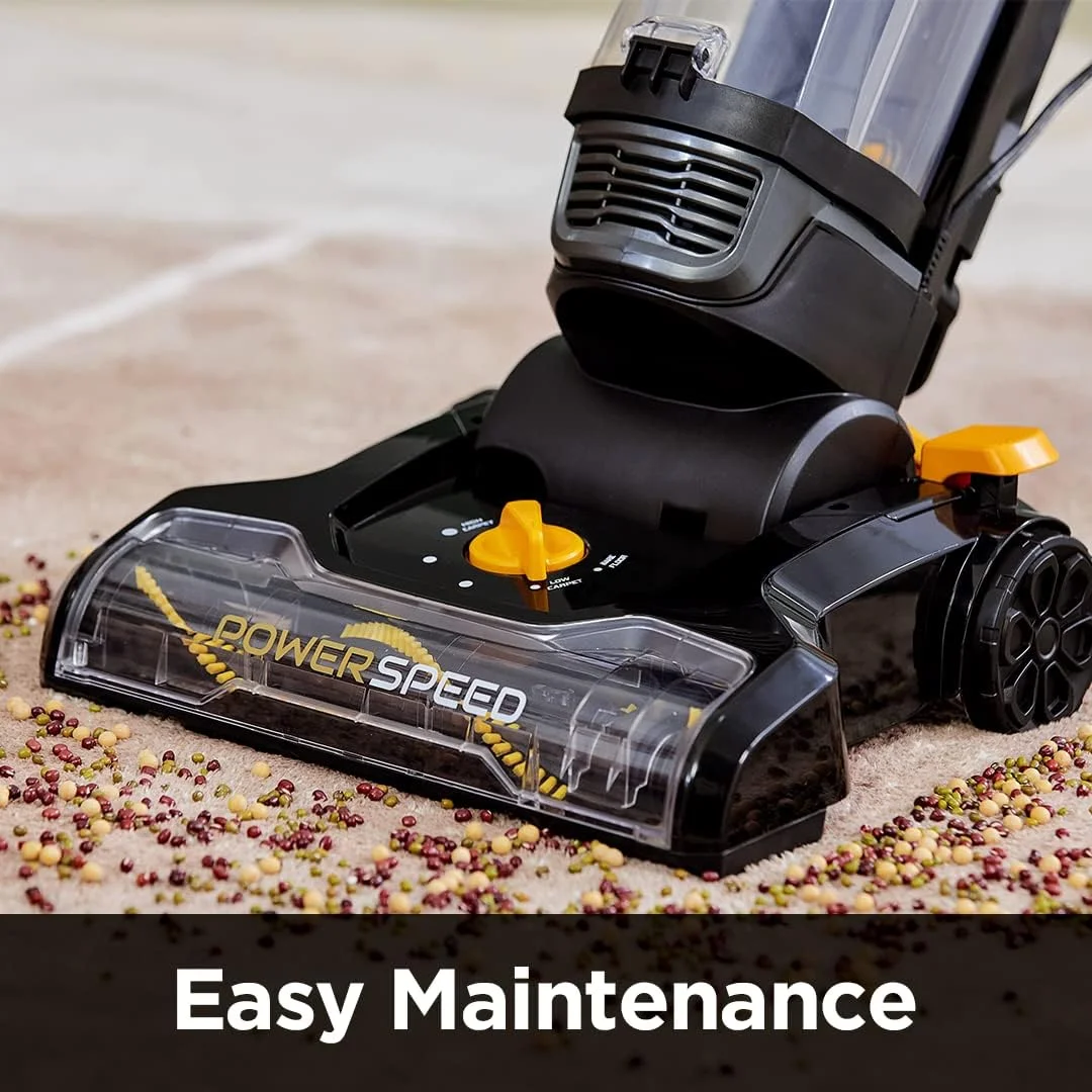 جاروبرقی ایستاده یورکا PowerSpeed Turbo، جاروبرقی سیم دار با مکش قدرتمند، سبک وزن، چند منظوره، مناسب برای موی حیوانات خانگی، فرش، کف سخت و کاشی - مشکی