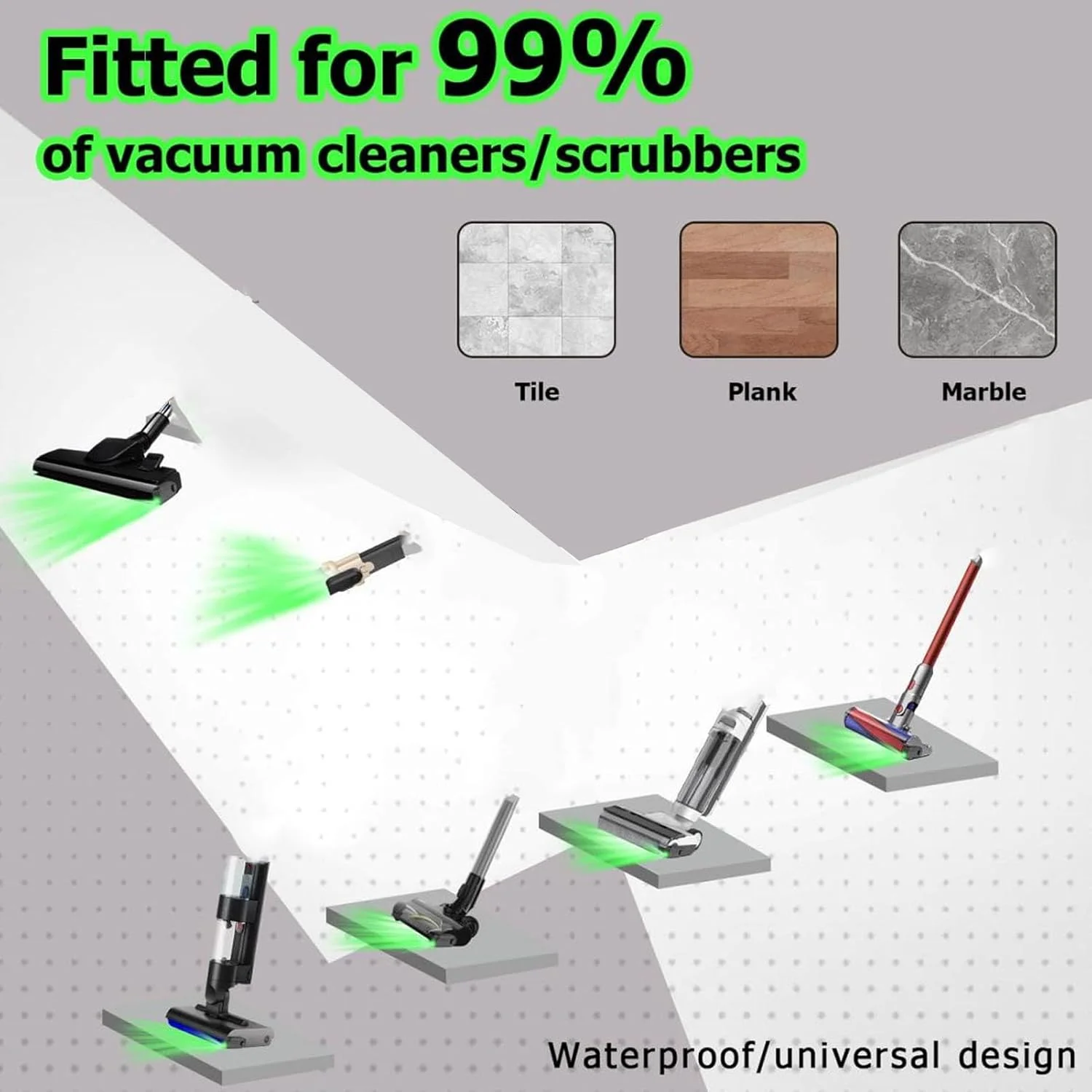 چراغ تشخیص گرد و غبار جاروبرقی Jiawu، نور سبز، اتصال چراغ LED نمایشگر گرد و غبار جاروبرقی جهانی، نمایش گرد و غبار موی سگ و گربه