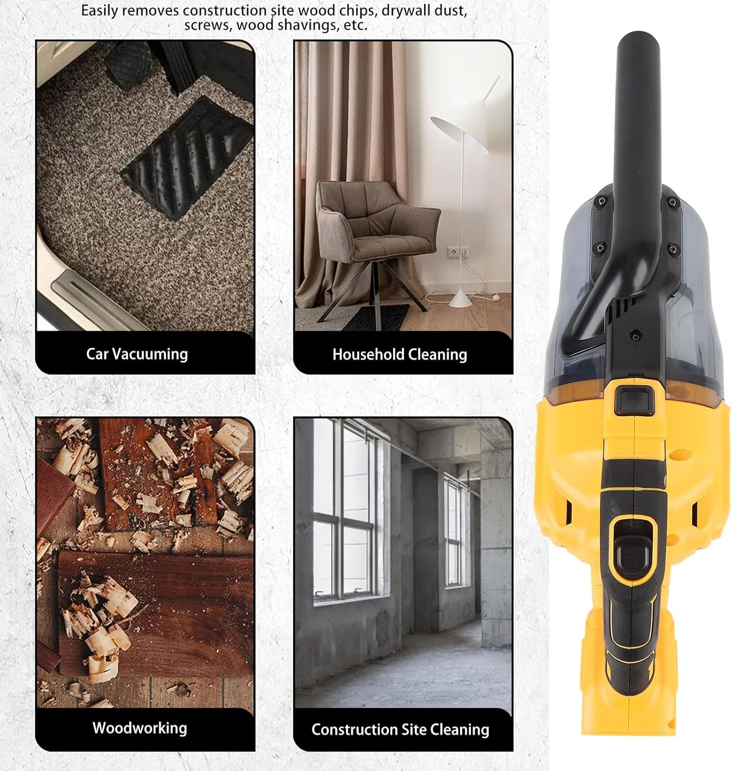 جاروبرقی دستی شارژی Jectse، تمیزکننده قدرتمند و قابل حمل برای کف، خودرو، دسته ارگونومیک ضد لغزش 125AW سازگار با باتری های سری 20 ولت برای خانه و دفتر