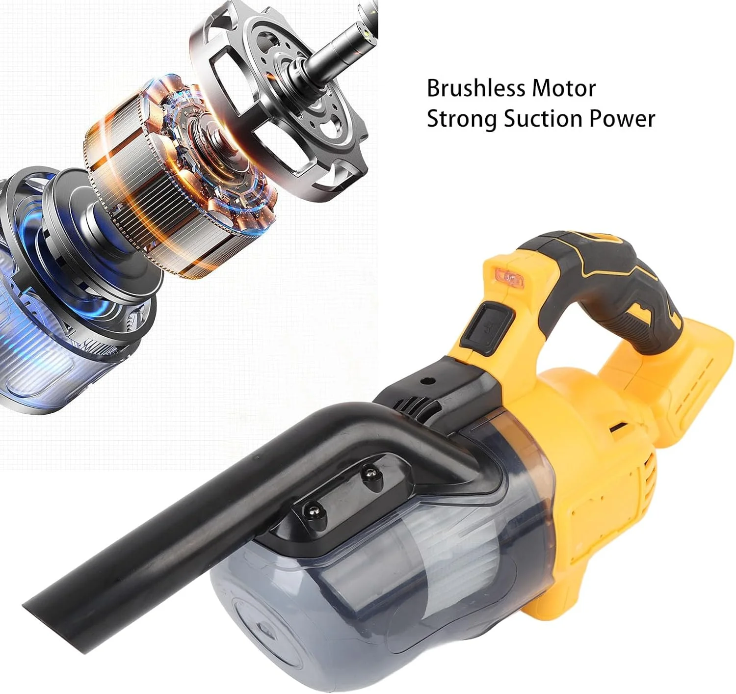 جاروبرقی دستی شارژی Jectse، تمیزکننده قدرتمند و قابل حمل برای کف، خودرو، دسته ارگونومیک ضد لغزش 125AW سازگار با باتری های سری 20 ولت برای خانه و دفتر