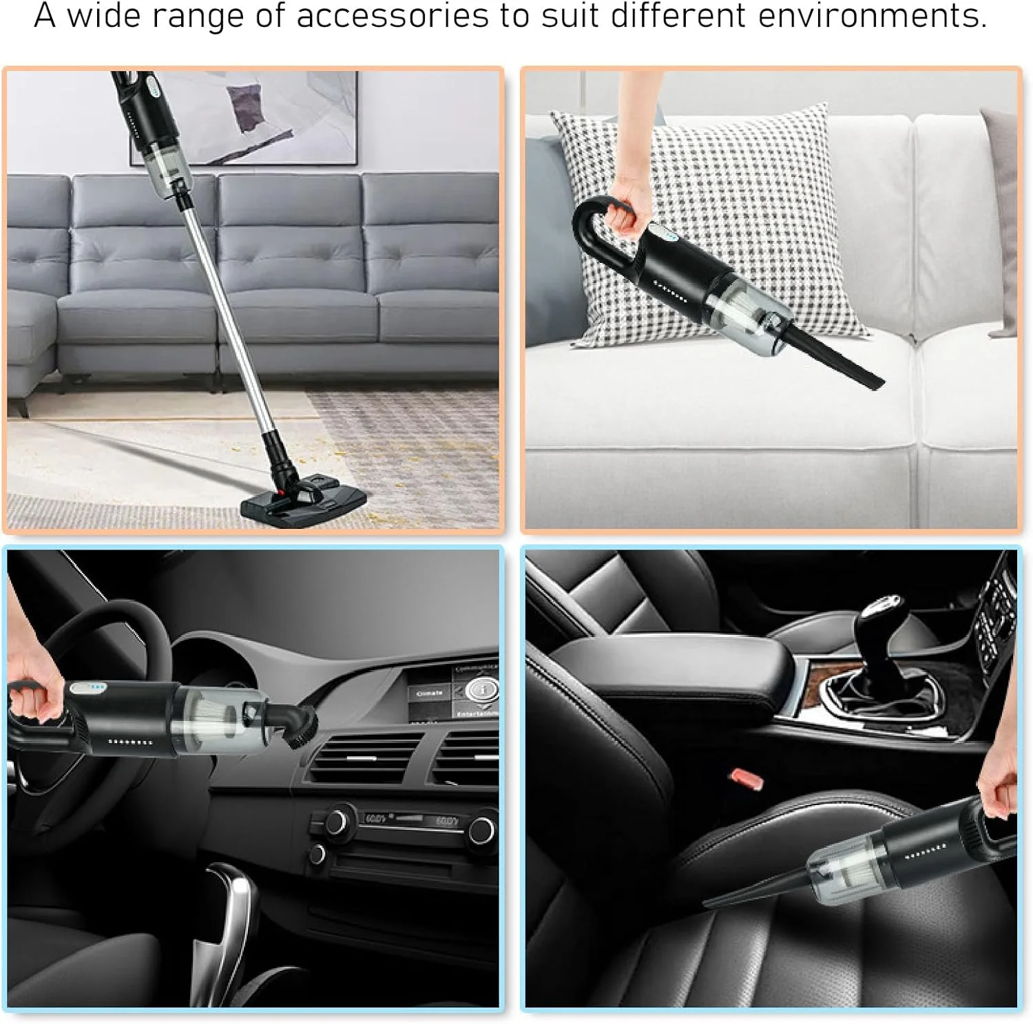 جاروبرقی شارژی Kikumi، 6000 MAh، 2 سرعته، مکش قدرتمند - جاروبرقی خشک و مرطوب با مخزن آب تی، جعبه گرد و غبار 400 میلی لیتری برای موی حیوانات (مشکی)