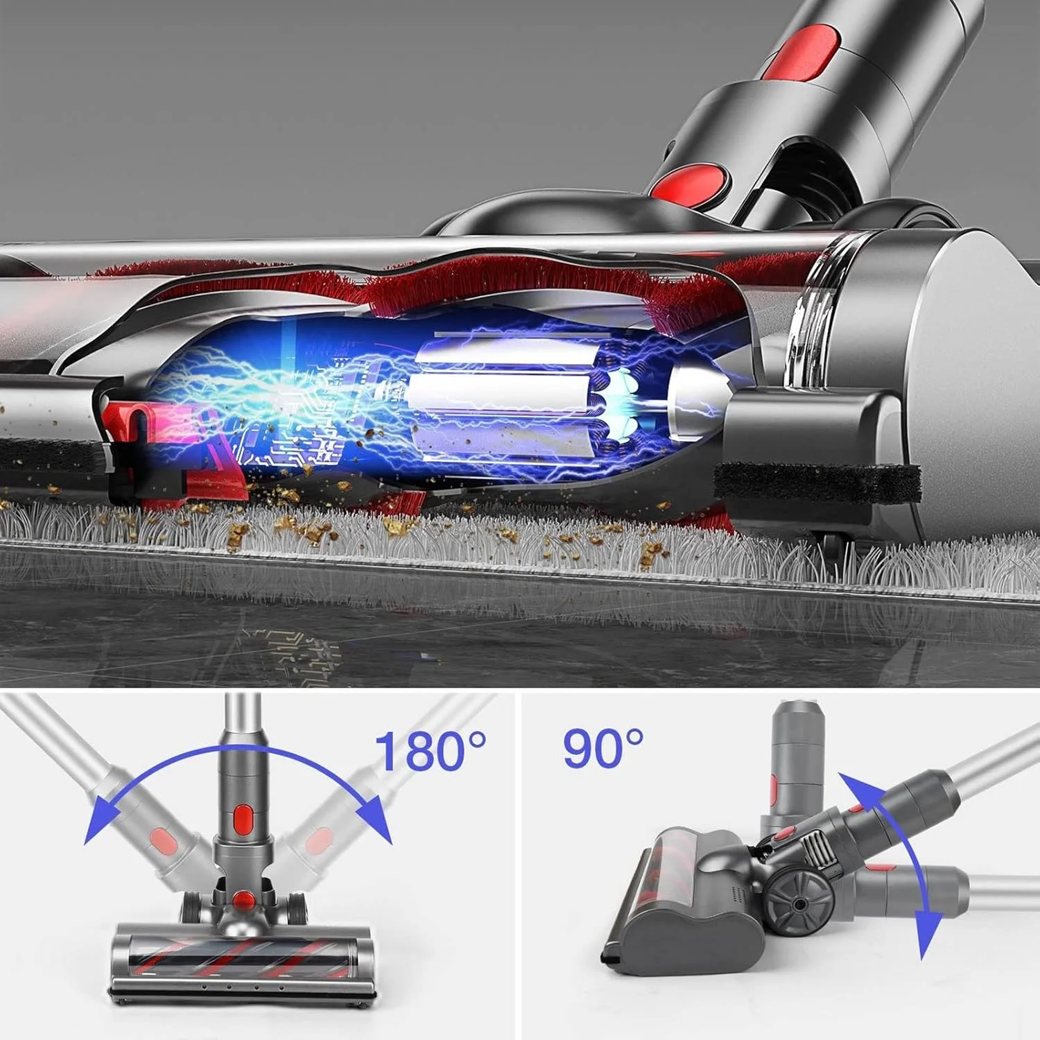 جاروبرقی های خانگی، جاروبرقی بی سیم با لوازم جانبی متعدد و برس برقی LED مناسب برای کف/فرش (US)