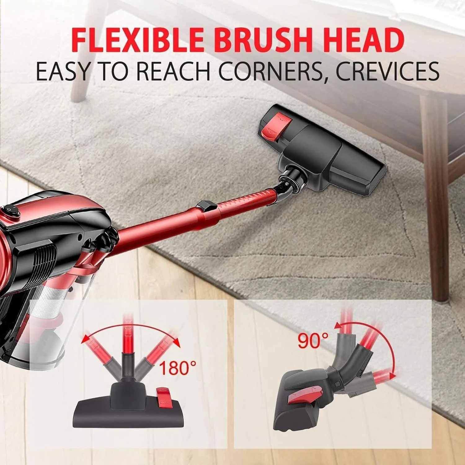 جاروبرقی خانگی، مکنده قوی 4 در 1، جاروبرقی عصایی برای کف سخت، فیلترهای HEPA، جاروبرقی قابل حمل (آبی تیره، EU)