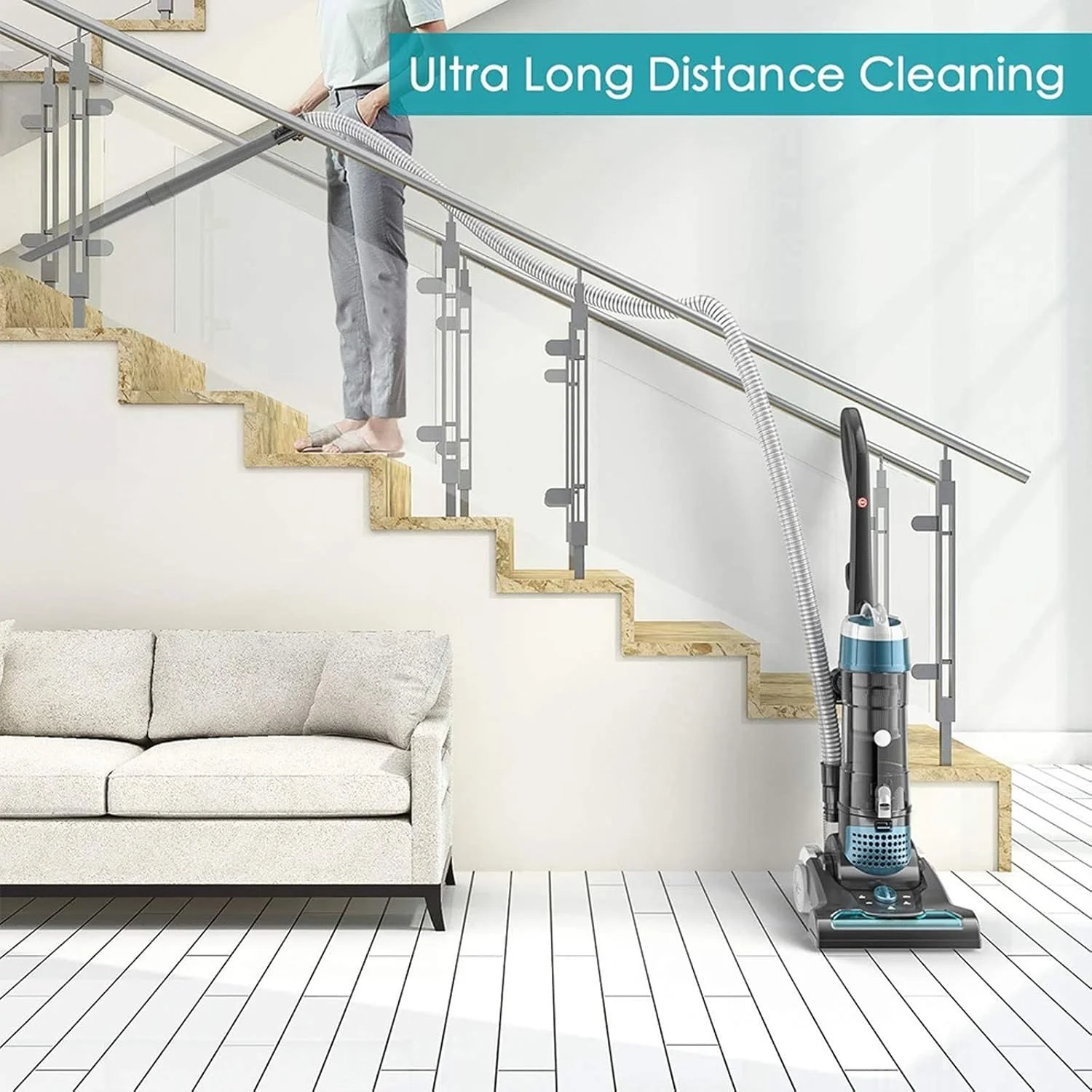 جاروبرقی ایستاده لوکس با لوله خرطومی بلند برای سطوح سخت