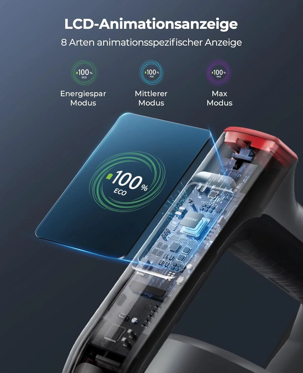 جاروبرقی لاسار مدل S6، شارژی و بدون سیم، قرمز، S، 450 وات، 1.5 لیتر، 68 دسی بل