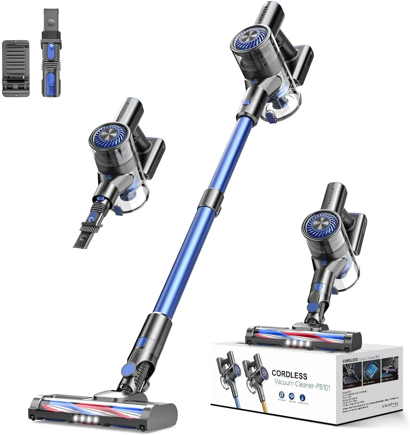 جاروبرقی شارژی MBTTODF، جاروبرقی خانگی با موتور براشلس پرسرعت 80000 دور در دقیقه، تا 40 دقیقه زمان کارکرد، 2 مکش قابل تنظیم، ضد گره خوردگی، جاروبرقی سبک وزن برای کف سخت