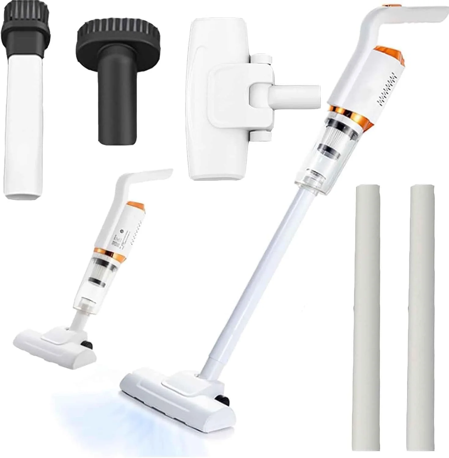 جاروبرقی بی‌سیم، جاروبرقی بی‌سیم چند منظوره جدید 2025، برای مصارف خانگی و خودرو، جاروبرقی و تی دستی 3 در 1، برای انواع کف با 4 نازل، 7500 پاسکال (سفید)