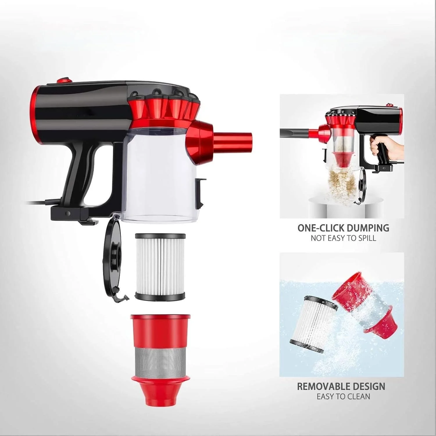 جاروبرقی خانگی LOYOUYEO 4 در 1، جاروبرقی عصایی سیم دار با مکش قوی برای کف سخت به همراه فیلترهای جاروبرقی دستی (EU) جاروبرقی خانگی LOYOUYEO 4 در 1، جاروبرقی عصایی سیم دار با مکش قوی برای کف سخت به همراه فیلترهای جاروبرقی دستی (EU)