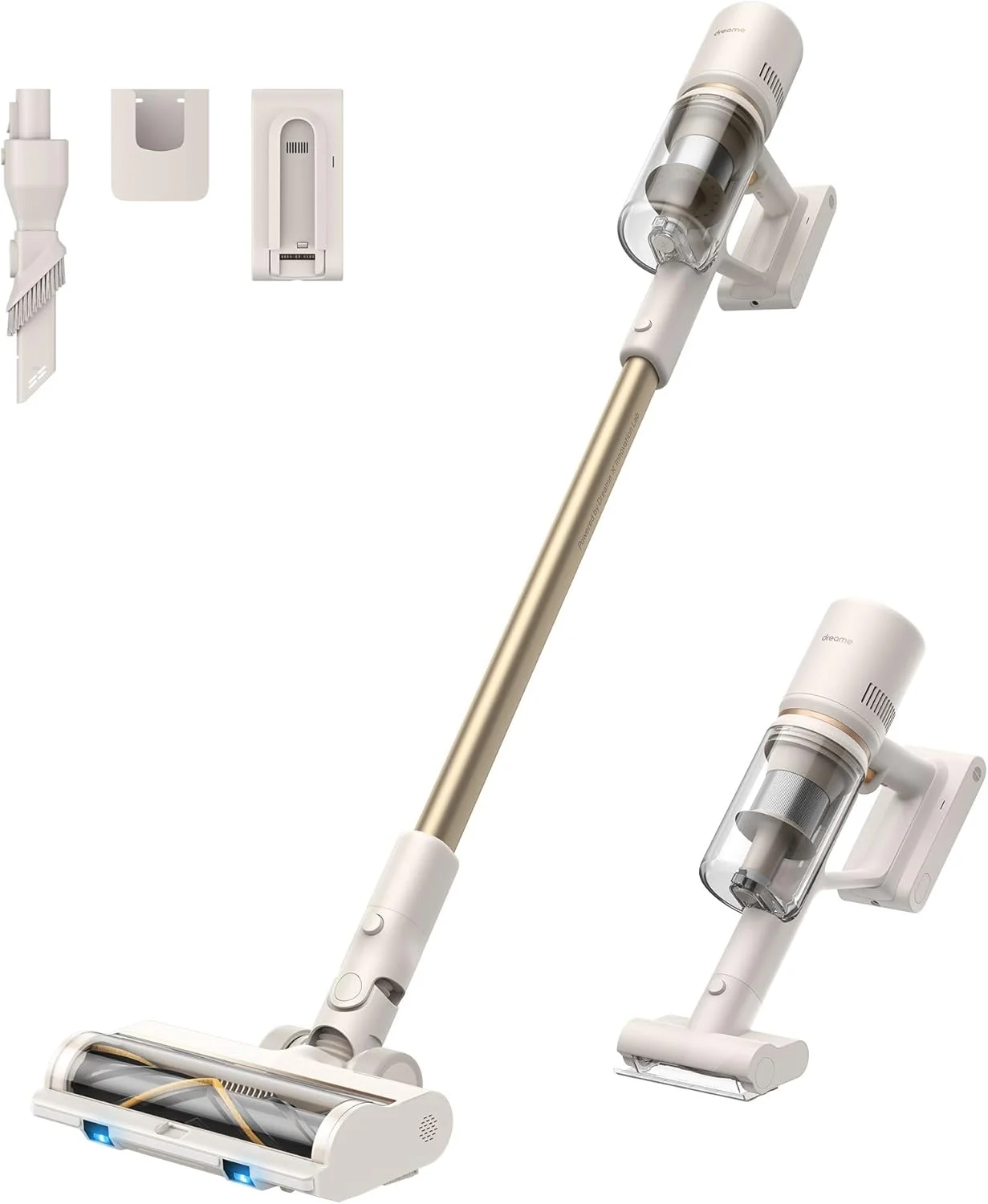 جاروبرقی شارژی دریم U20، نمایش گرد و غبار با نور آبی، قدرت مکش 120AW، برس ضد گره چند سطحی، فیلتراسیون چند لایه 99.9٪، نگهداری آسان، بسته باتری قابل تعویض