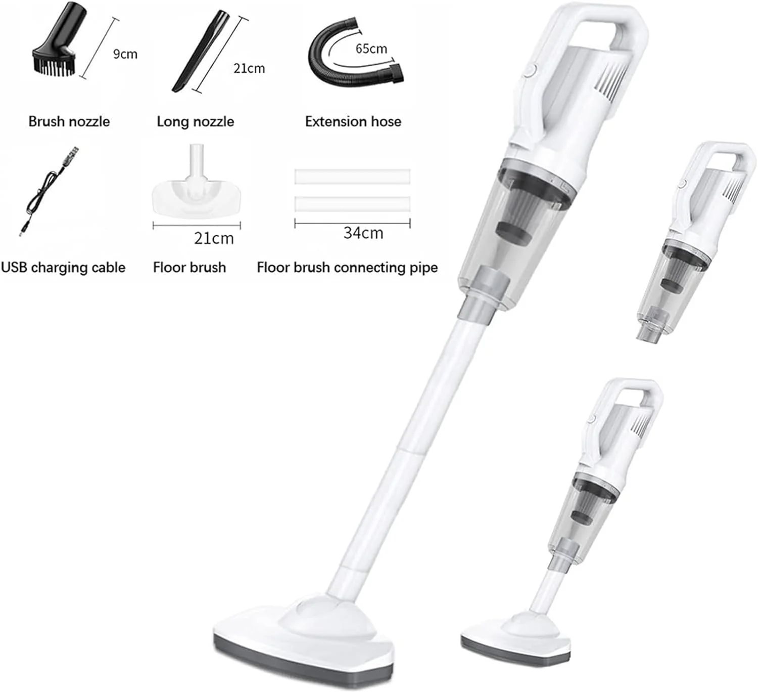 جاروبرقی شارژی 4 در 1 MOTIM، جاروبرقی شارژی قدرتمند 12000Pa، زمان کارکرد طولانی، جاروبرقی سبک و فوق العاده بی صدا برای تمیز کردن کف، فرش، ماشین و حیوانات خانگی