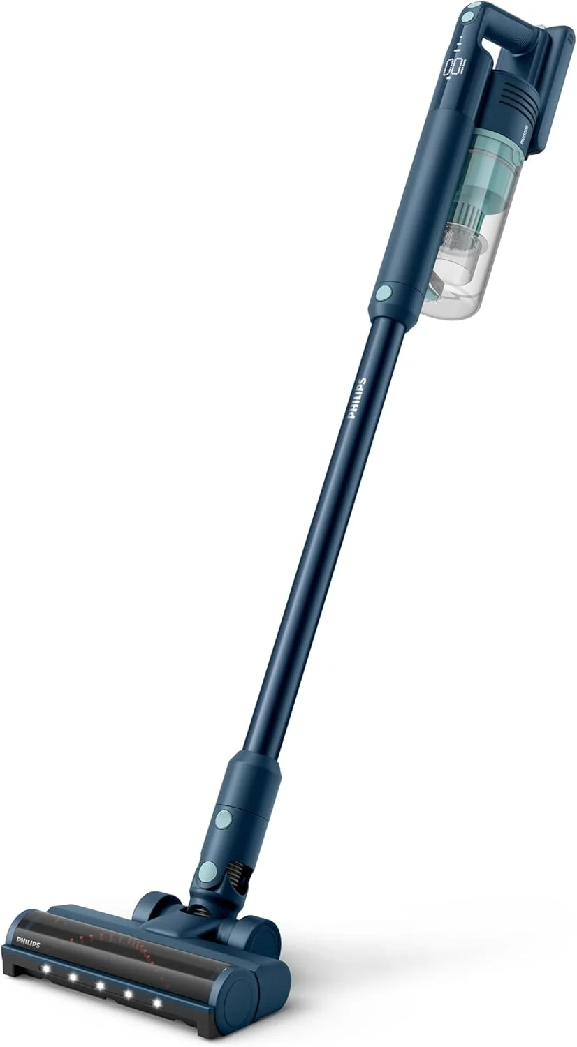 جاروبرقی عصایی شارژی فیلیپس سری 5000 - موتور دیجیتال، PowerCyclone 10، 60 دقیقه زمان کارکرد، نازل LED، ماژول Aqua، Sage - XC5041/61