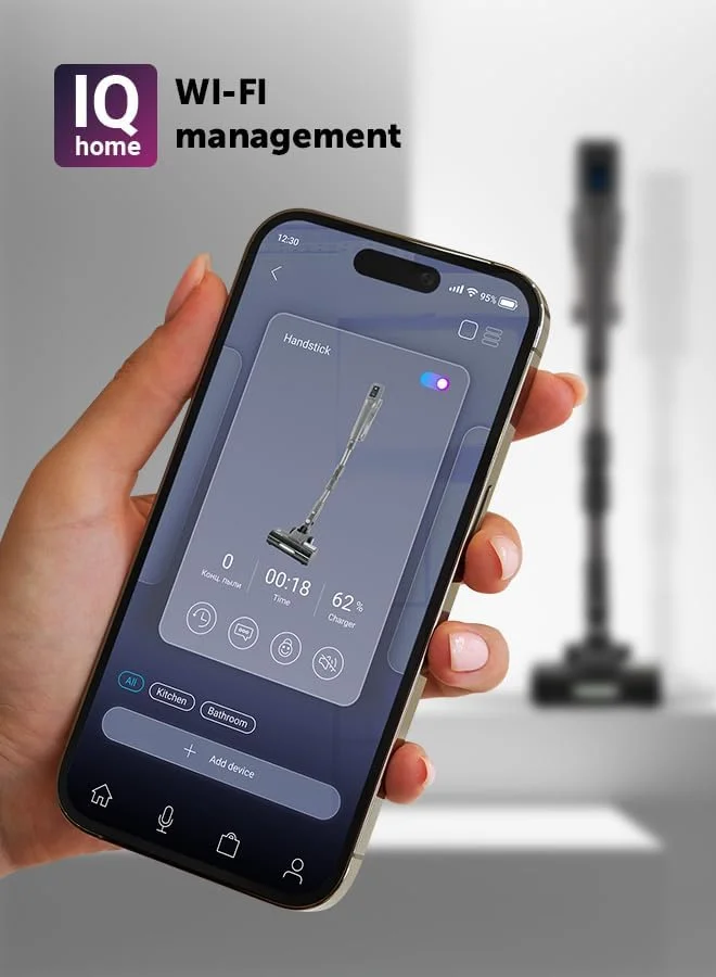 جاروبرقی شارژی Polaris PVCSDC 3005 | 800 وات، قدرت مکش 280 aW | Wi-Fi IQ Home | قابلیت تمیز کردن خشک و مرطوب با تی موتوری | تا 85 دقیقه زمان کارکرد | HEPA 99.5% | پایه جمع آوری خودکار گرد و غبار 2.2 لیتری | لوله انعطاف پذیر