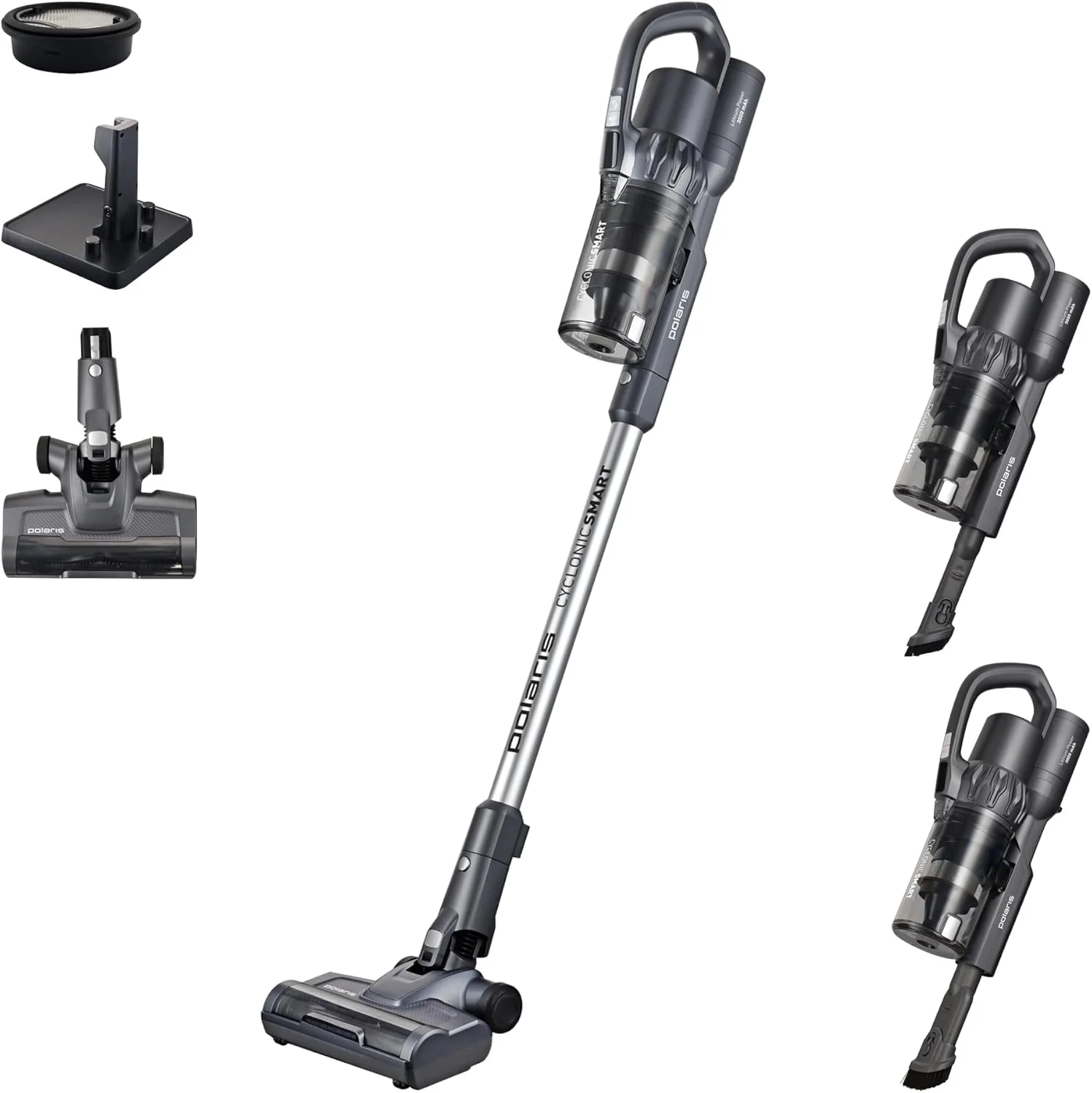 جاروبرقی عصایی بیسیم Polaris PVCS 4060 CyclonicSmart | موتور اینورتر 600 وات | قدرت مکش 200 aW | تا 80 دقیقه | 3 در 1 ایستاده و جمع و جور | HEPA 10 | نمایشگر LED | مخزن 0.3 لیتری | پایه شارژ ایستاده جاروبرقی عصایی بیسیم Polaris PVCS 4060 CyclonicSmart | موتور اینورتر 600 وات | قدرت مکش 200 aW | تا 80 دقیقه | 3 در 1 ایستاده و جمع و جور | HEPA 10 | نمایشگر LED | مخزن 0.3 لیتری | پایه شارژ ایستاده