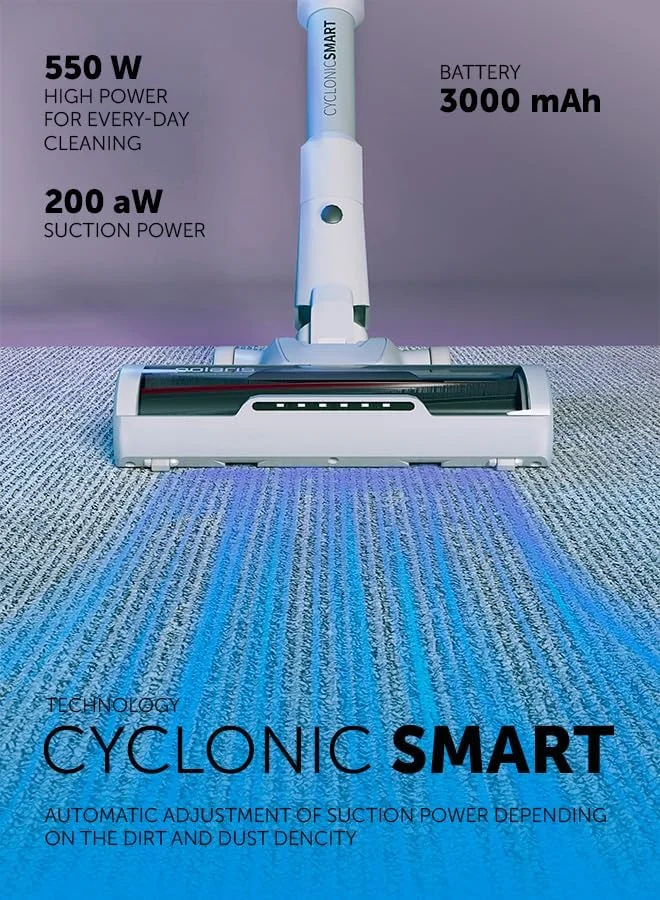 جاروبرقی شارژی Polaris PVCS 4070 | موتور اینورتر 600 وات | قدرت مکش 200 aW | Wi-Fi IQ Home | تا 80 دقیقه زمان کارکرد | HEPA 12 (99.5%) | Flex Motion 360° | پایه شارژ ایستاده | مخزن گرد و غبار 0.3 لیتری