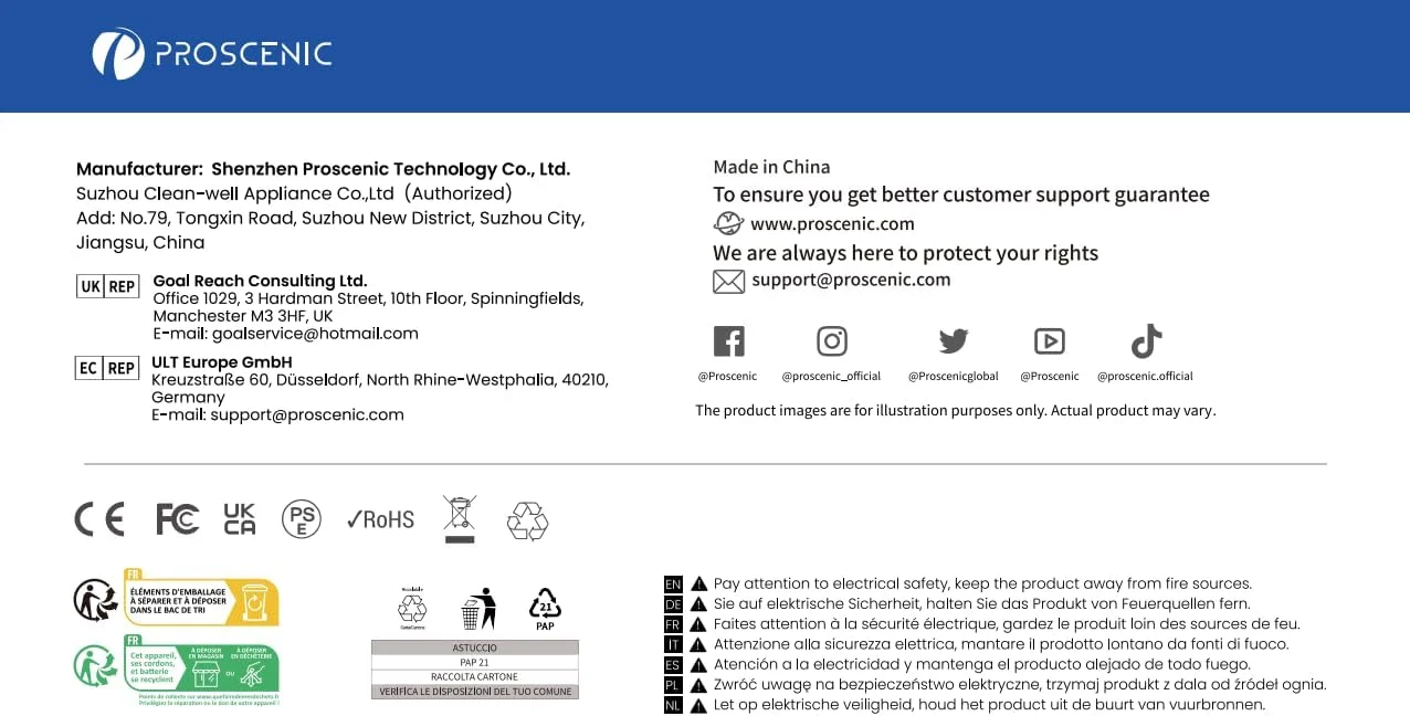 جاروبرقی عصایی پروسنیک P13، 45 کیلو پاسکال 550 وات، 45 دقیقه عمر باتری با صفحه لمسی و ضد گره خوردگی، جاروبرقی بی سیم 1.2 لیتری برای فرش، کف سخت، پرده، موی حیوانات خانگی