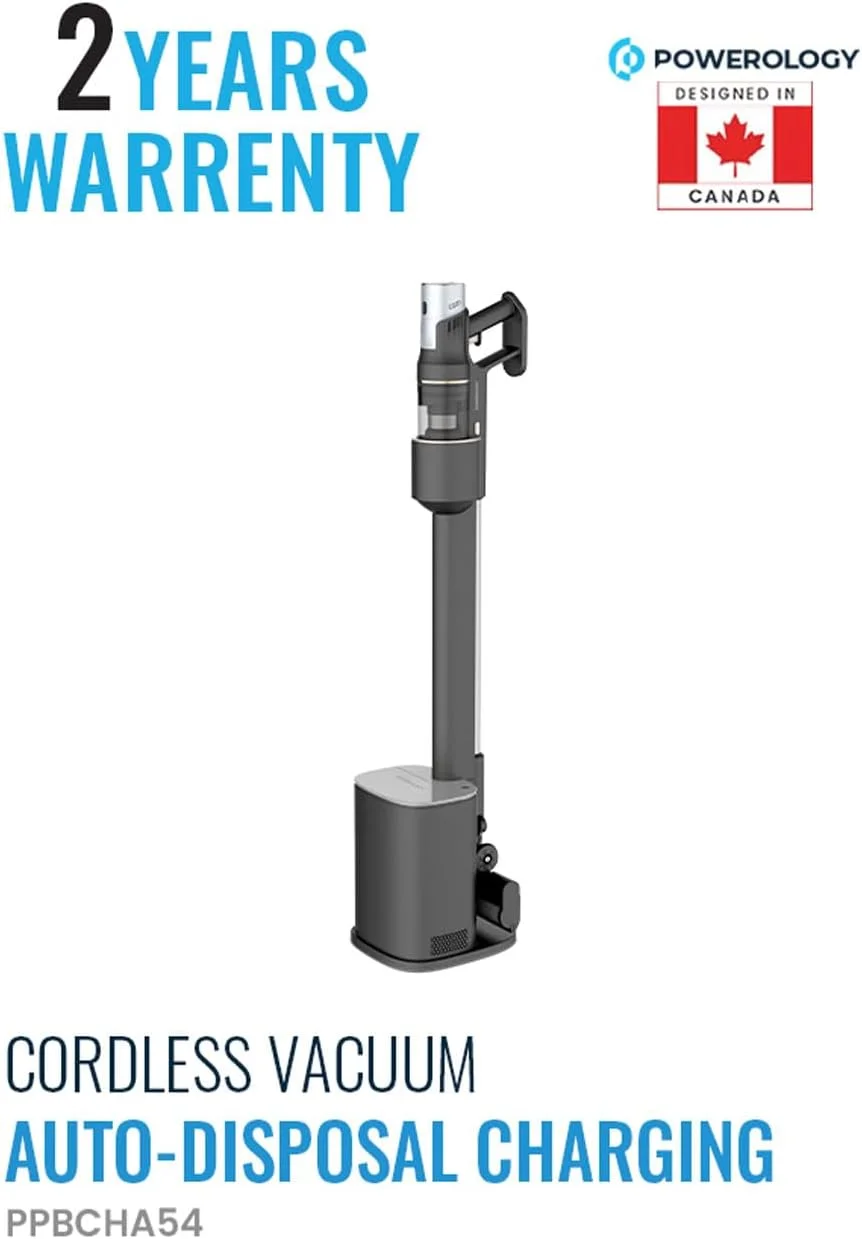 جاروبرقی عصایی بی سیم پاورولوژی با فیلتر HEPA، مکش قدرتمند 400 وات، 45 دقیقه زمان کارکرد، خود تمیز شونده، سبک وزن، قابل حمل، دارای قسمت دستی جداشدنی، مناسب برای فرش و سطوح سخت