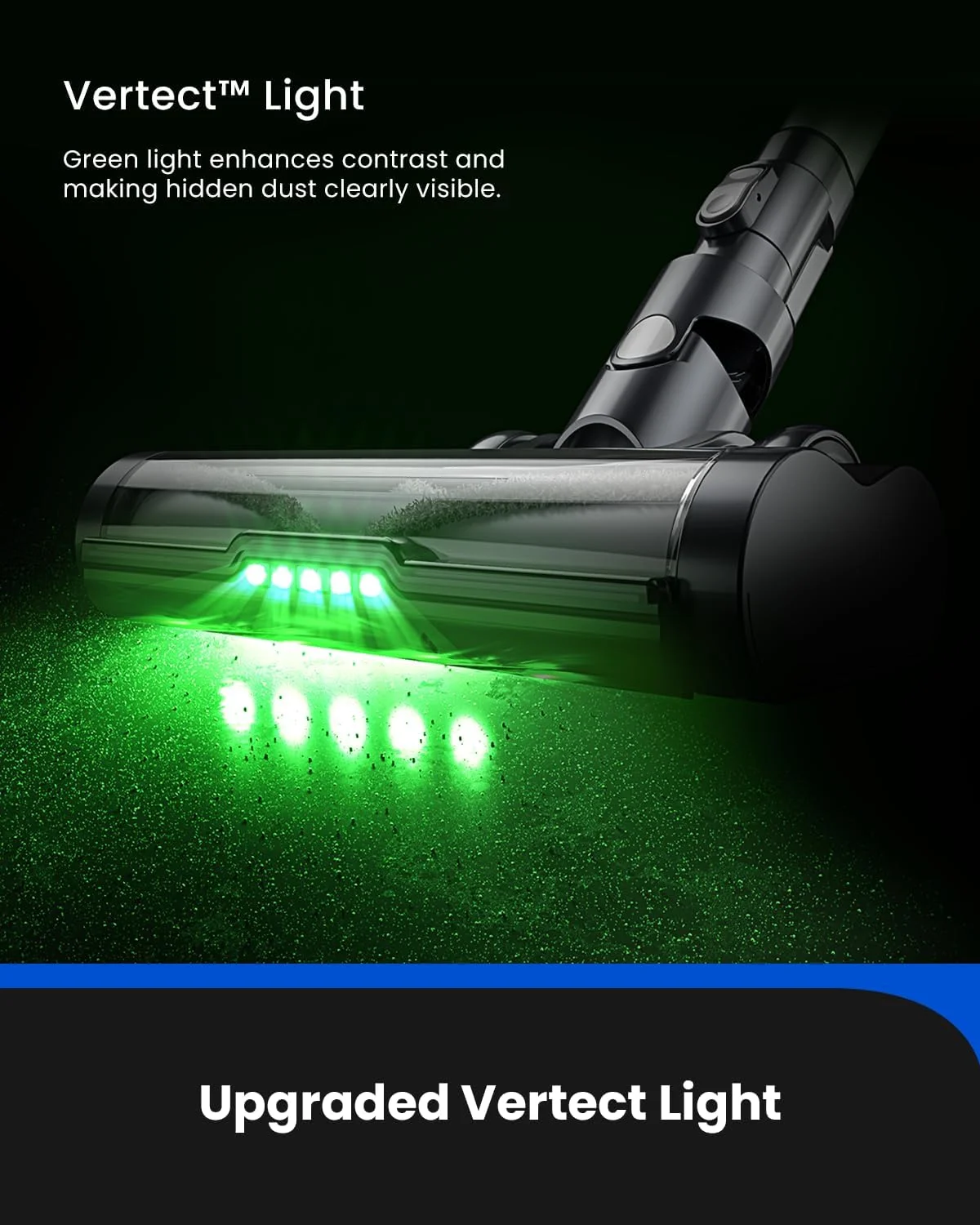 جاروبرقی عصایی بی‌سیم پروسنیک P12، جاروبرقی با قدرت مکش 33Kpa، چراغ‌های LED سبز، برس ضد گره خوردگی مو، جاروبرقی قدرتمند با صفحه نمایش لمسی، 60 دقیقه زمان کارکرد، تمیز کردن عمیق موی حیوانات خانگی