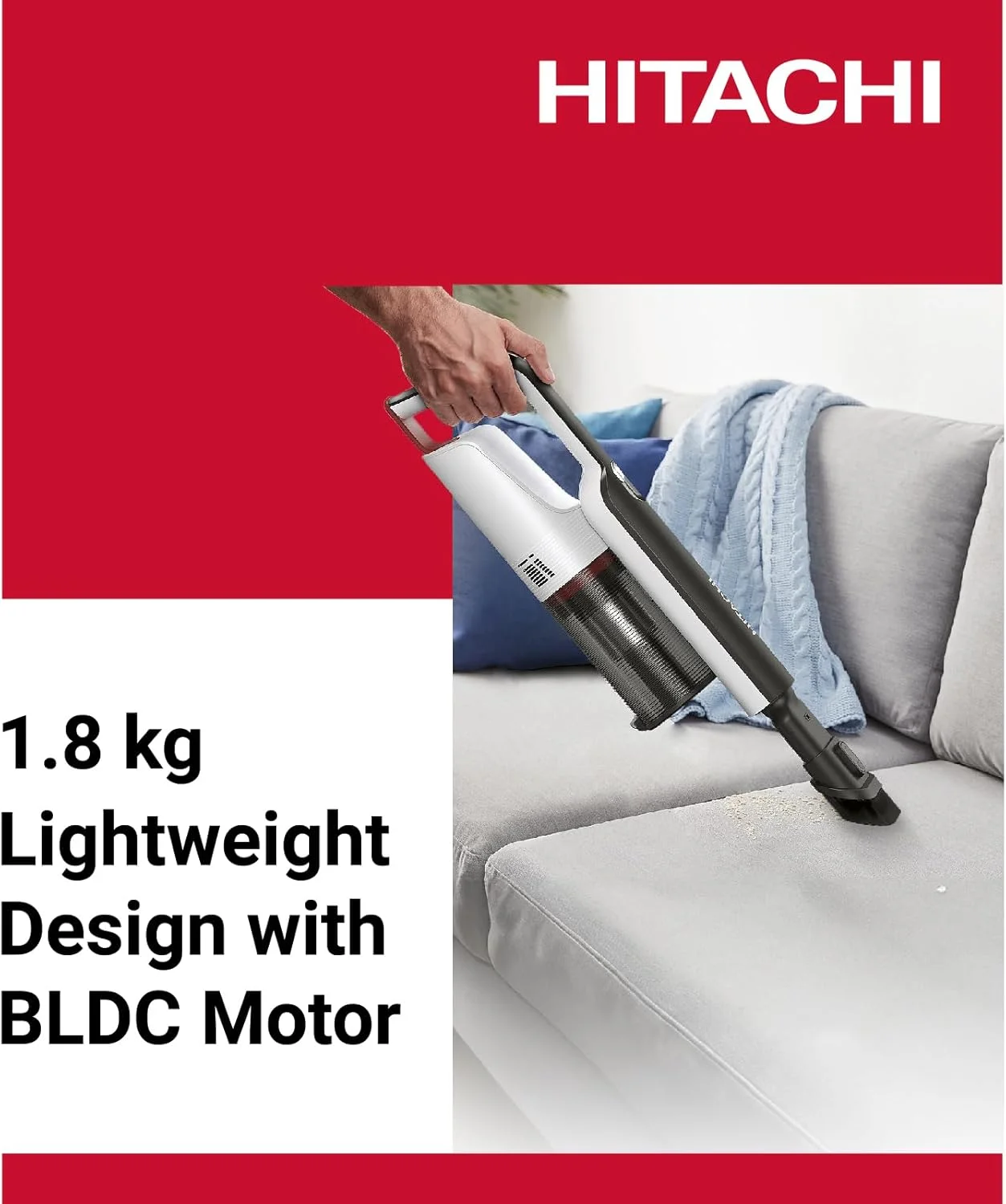 جاروبرقی خانگی قدرتمند هیتاچی، جاروبرقی بی‌سیم با زمان کارکرد 40 دقیقه‌ای، جاروبرقی دستی برای فرش، کف و سطوح مختلف، مدل PVX90NPWH