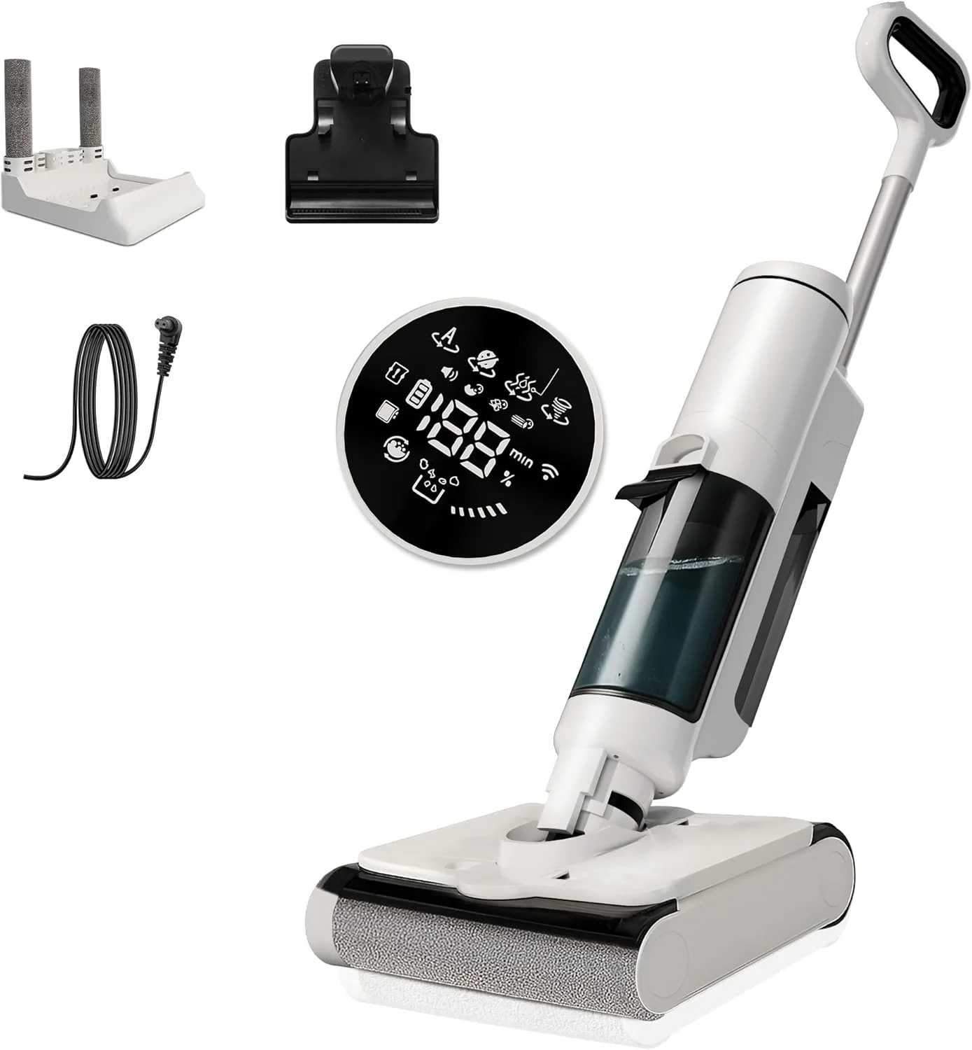 جاروبرقی و تی‌شوی بی‌سیم خشک و مرطوب S7 با نمایشگر LED - جاروبرقی 2 در 1 با مکش قدرتمند 16KPa - جاروبرقی دستی با قابلیت خود تمیز شوندگی - ایده آل برای کف‌های سخت، موی حیوانات خانگی، فرش‌ها