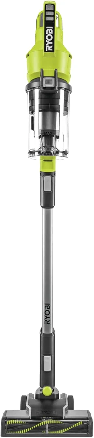 جاروبرقی عصایی شارژی RYOBI 18 V ONE+ RSV18-0 (قدرت مکش 30 AirWatt، جریان هوای 820 لیتر در دقیقه، نازل کف 24 سانتی متری، بدون باتری و شارژر)، سبز