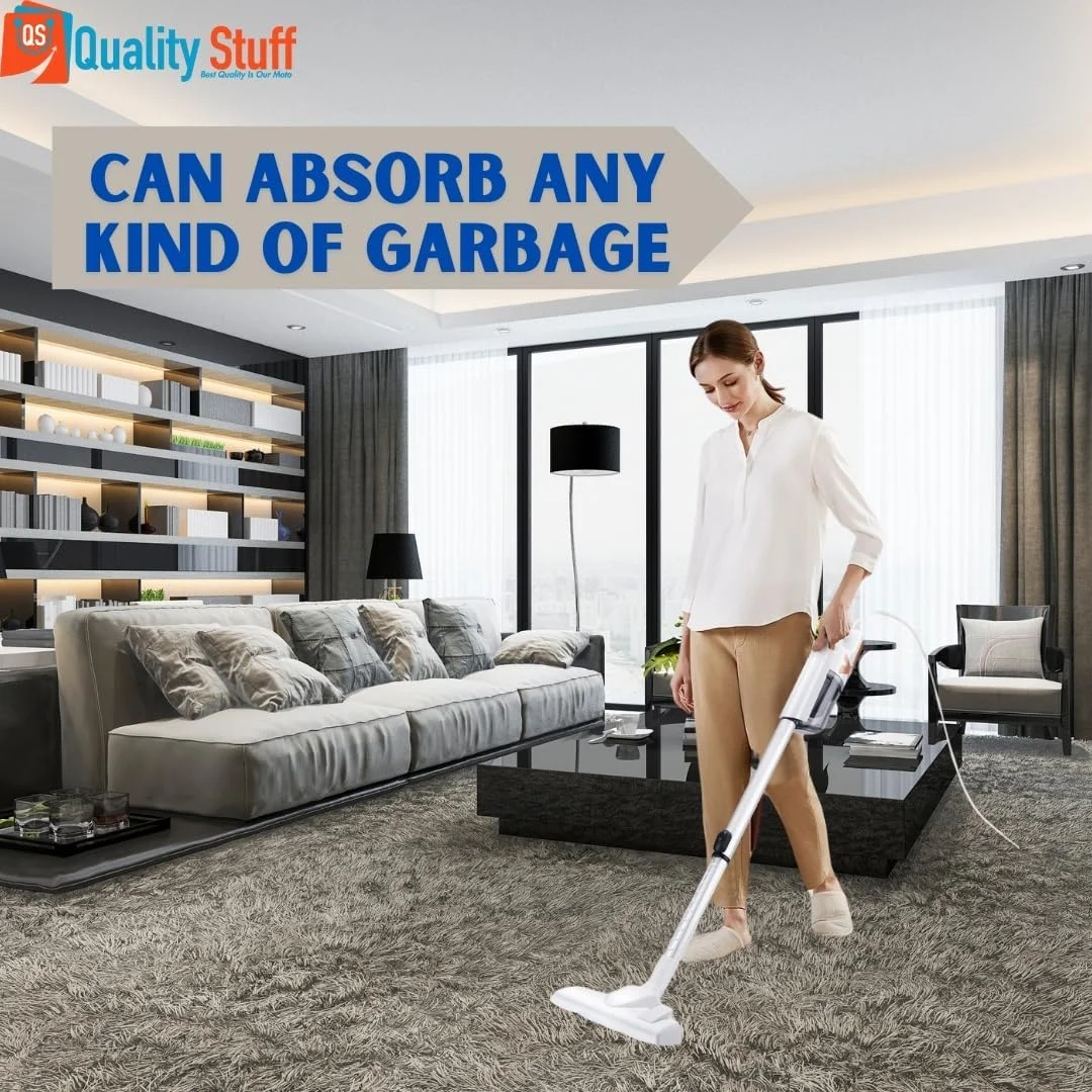 جاروبرقی عصایی سیم دار 5 متری با کیفیت - قدرت مکش 18 کیلو پاسکال، طراحی سبک و چند منظوره برای سطوح سخت، فرش و موی حیوانات خانگی