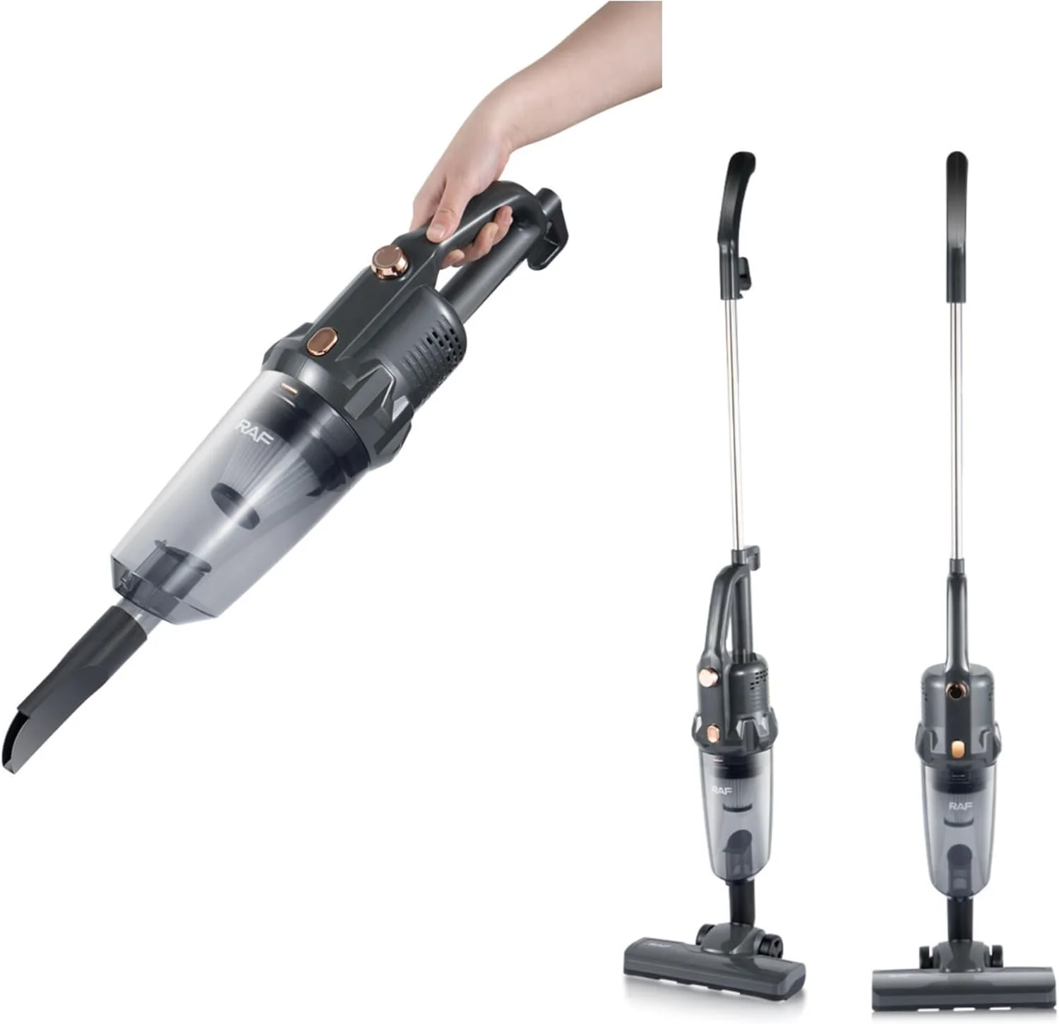 جاروبرقی عصایی بی سیم مدل R.8763، جاروبرقی سبک وزن 600 واتی با مکش قدرتمند، مخزن گرد و غبار 0.8 لیتری، از بین برنده کنه و جاروبرقی خودرو، جاروبرقی دستی 2 در 1 با فیلتر هپا