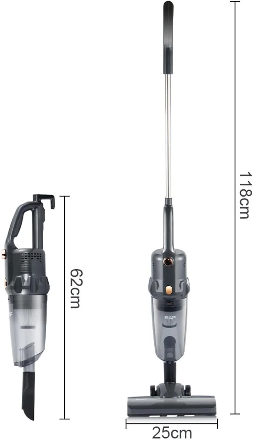 جاروبرقی عصایی بی سیم مدل R.8763، جاروبرقی سبک وزن 600 واتی با مکش قدرتمند، مخزن گرد و غبار 0.8 لیتری، از بین برنده کنه و جاروبرقی خودرو، جاروبرقی دستی 2 در 1 با فیلتر هپا