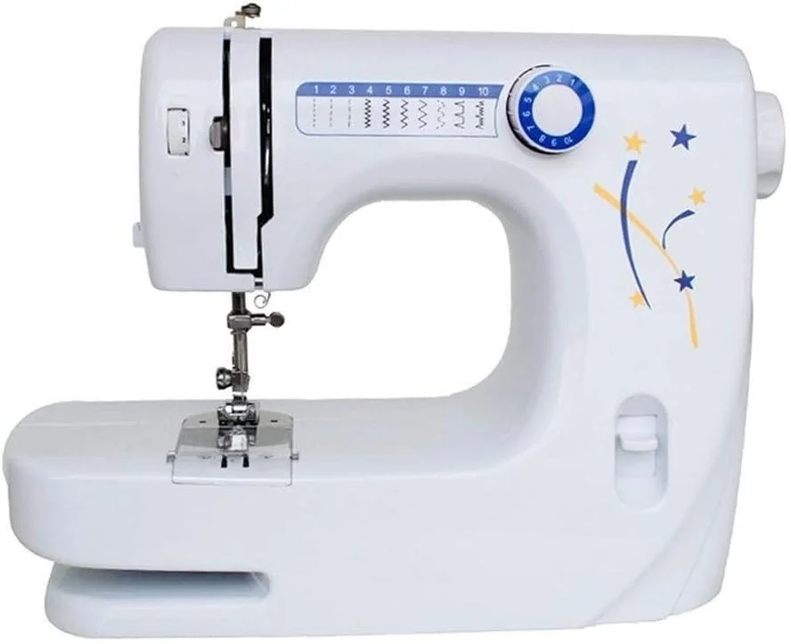 چرخ خیاطی دستی TONGSH شامل 10 مدل دوخت داخلی، انتخاب آسان دوخت، چرخ خیاطی کوچک پدالی با قابلیت دوخت پارچه ضخیم