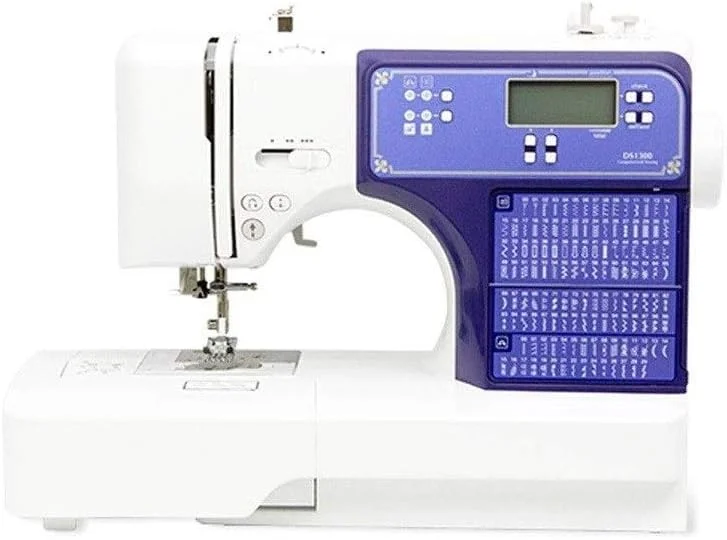 چرخ خیاطی کوچک TONGSH برای مبتدیان، چرخ خیاطی قابل حمل با میز توسعه، چراغ، کیت خیاطی برای مصارف خانگی با صفحه نمایش LCD با 130 بخیه