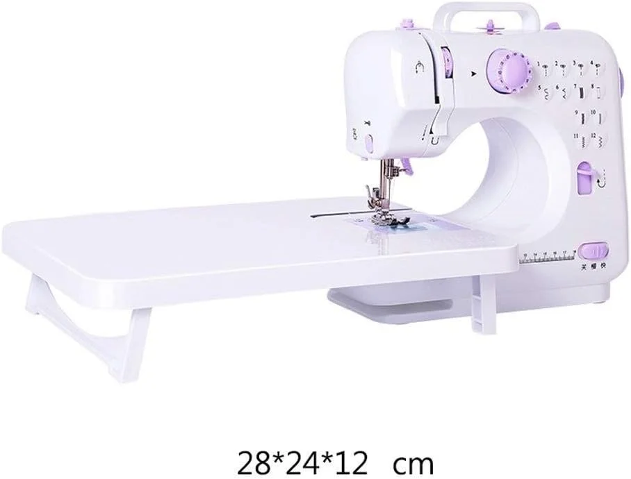 دستگاه خیاطی فشرده TONGSH با 12 طرح دوخت، چراغ خیاطی، دستگاه خیاطی چند منظوره برقی خانگی با قابلیت دوخت پارچه ضخیم (رنگ: صورتی)