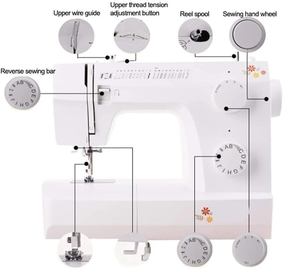 چرخ خیاطی قابل حمل و جمع و جور TONGSH با کاربری آسان، 20 مدل دوخت به همراه پدال پایی چرخ خیاطی قابل حمل و جمع و جور TONGSH با کاربری آسان، 20 مدل دوخت به همراه پدال پایی